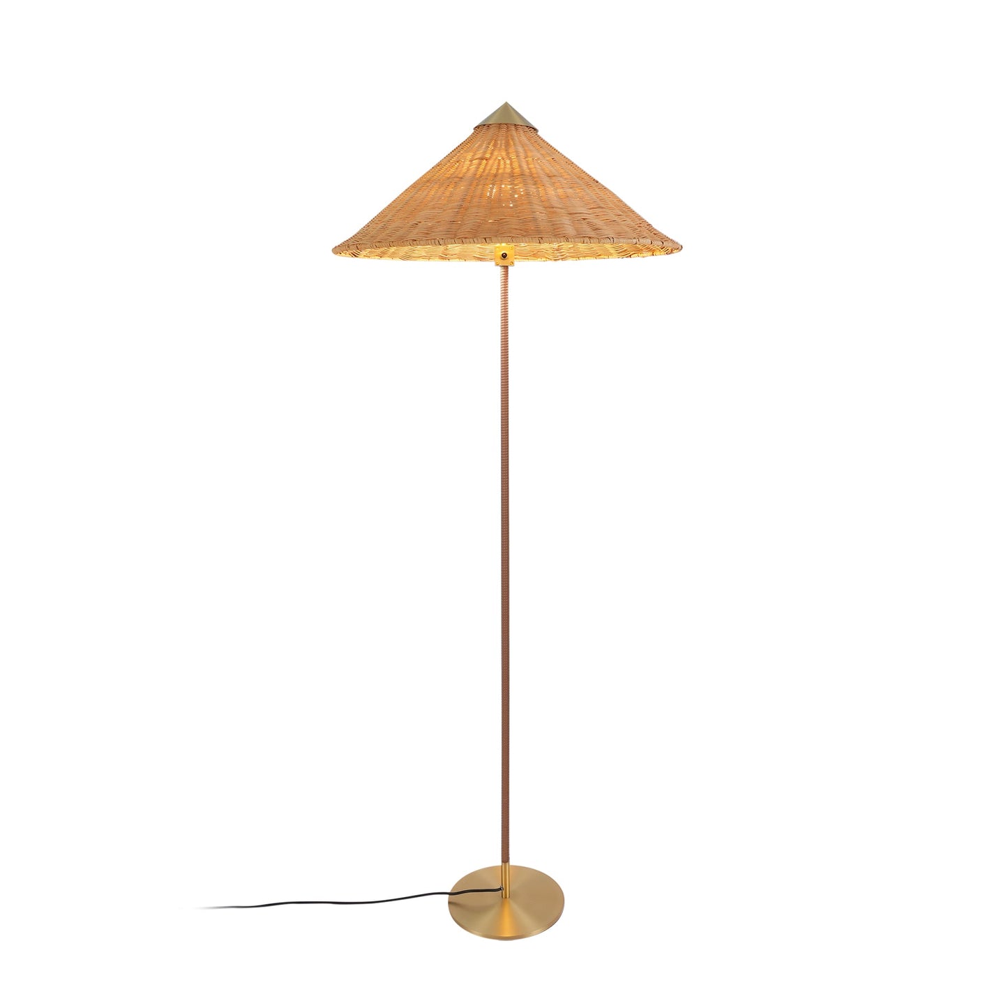 Tynell Floor Lamp with Rattan Shade and LED Bulb