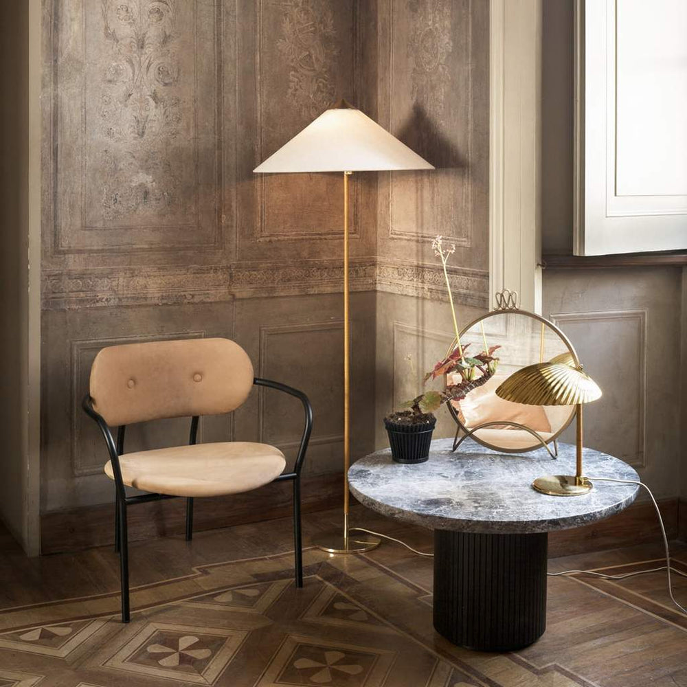 Tynell Floor Lamp with Rattan Shade and LED Bulb