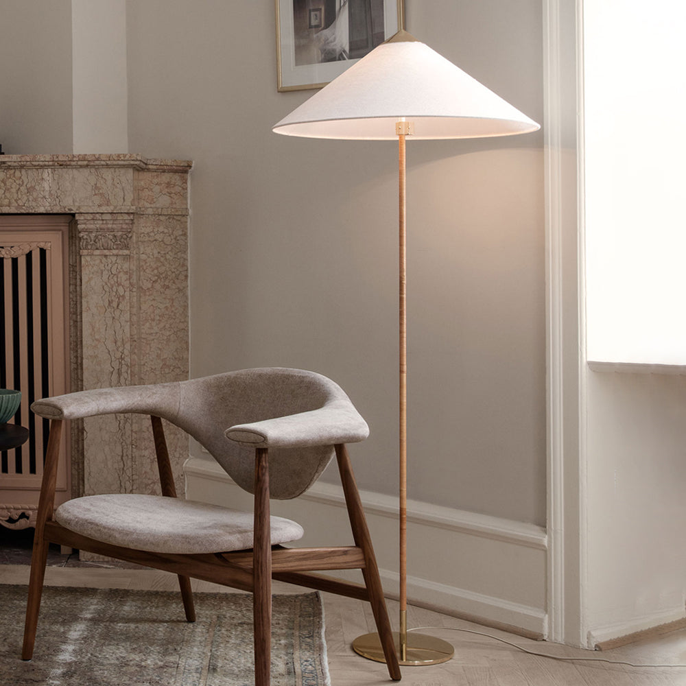 Tynell Floor Lamp with Rattan Shade and LED Bulb