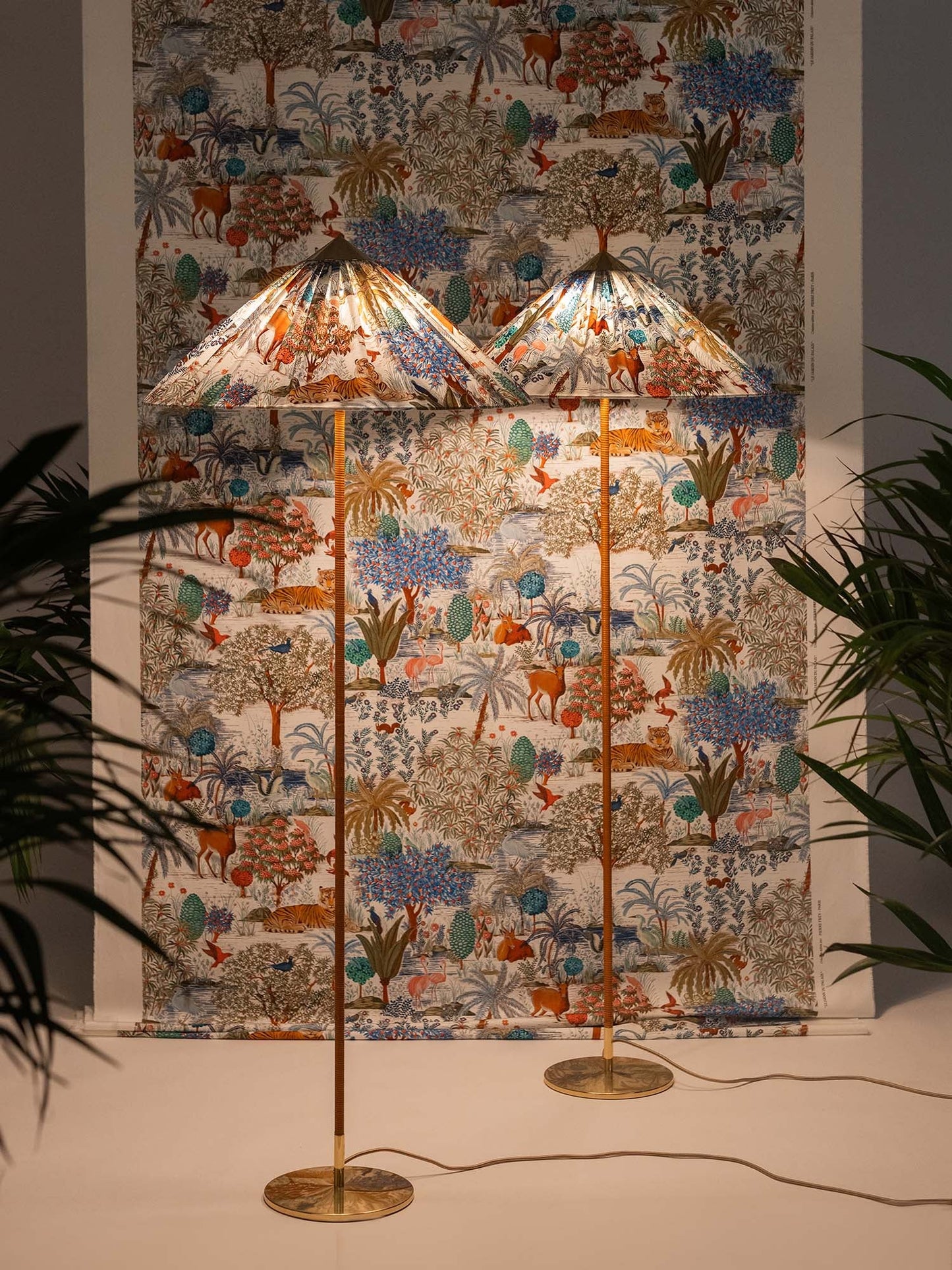 Tynell Floor Lamp with Rattan Shade and LED Bulb