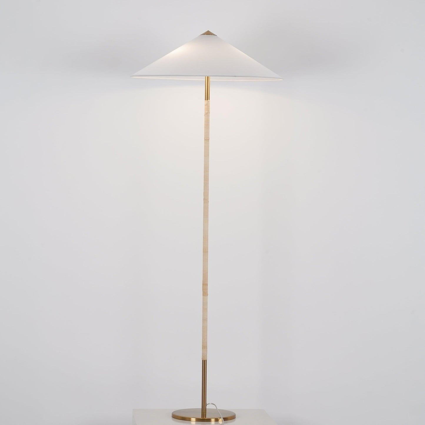 Tynell Floor Lamp with Rattan Shade and LED Bulb
