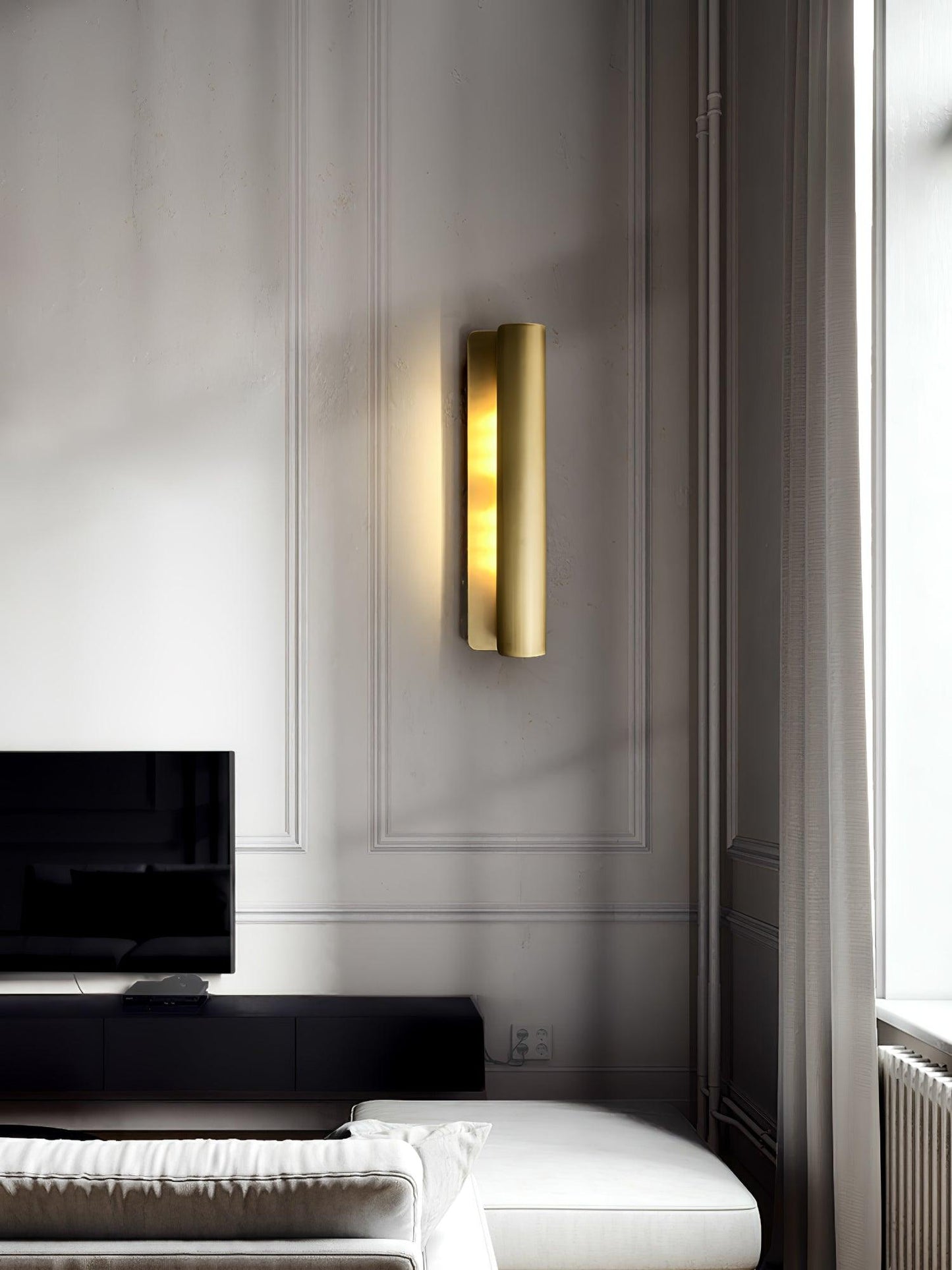 Accord Wall Sconce LED Light Brushed Brass Indoor Pair
