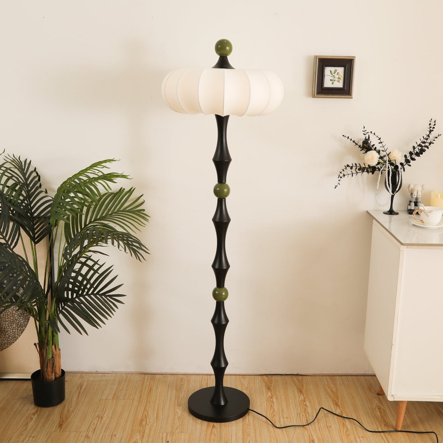 Adesso Orchard Floor Lamp with Silk Shade and LED Bulb