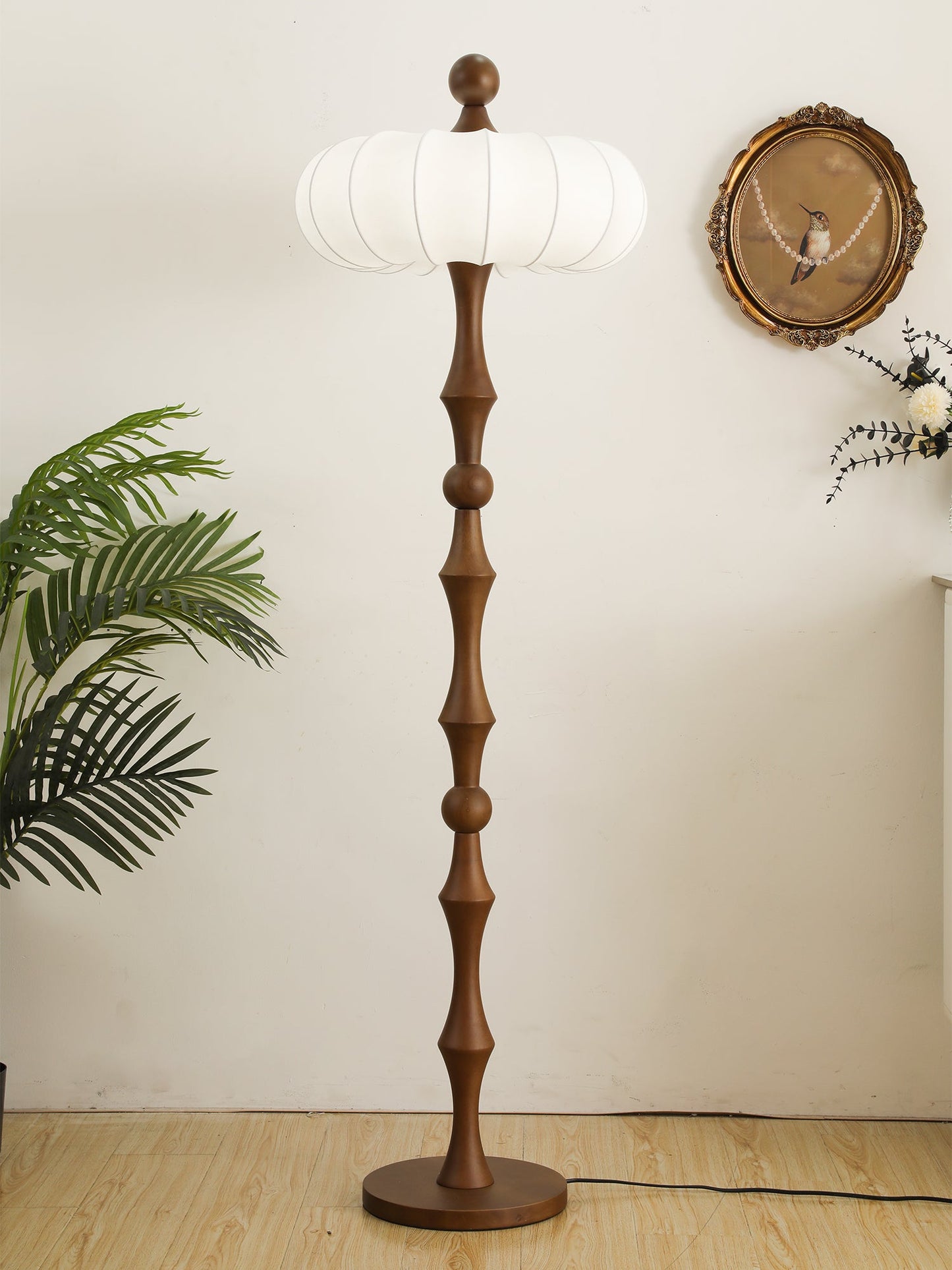 Adesso Orchard Floor Lamp with Silk Shade and LED Bulb