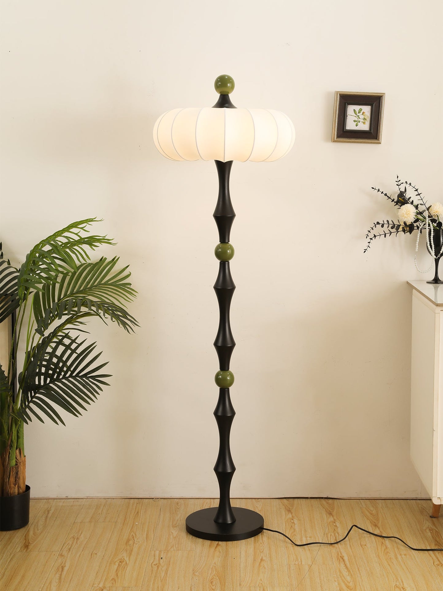 Adesso Orchard Floor Lamp with Silk Shade and LED Bulb