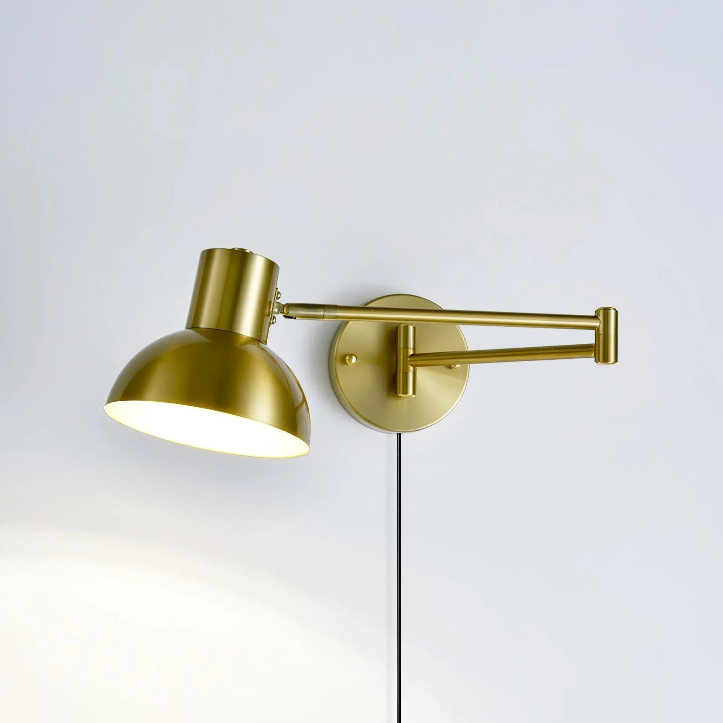 Adjustable Arm Plug In Wall Lamp with Rotatable Shade