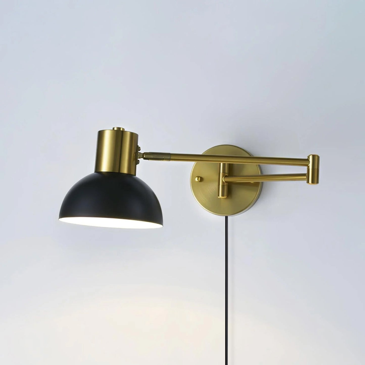 Adjustable Arm Plug In Wall Lamp with Rotatable Shade