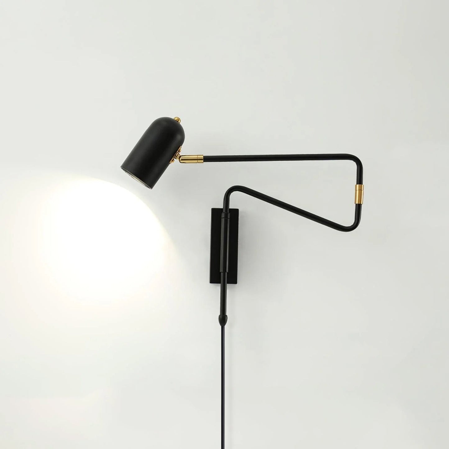 Adjustable Arm Plug In Wall Lamp with Rotatable Shade