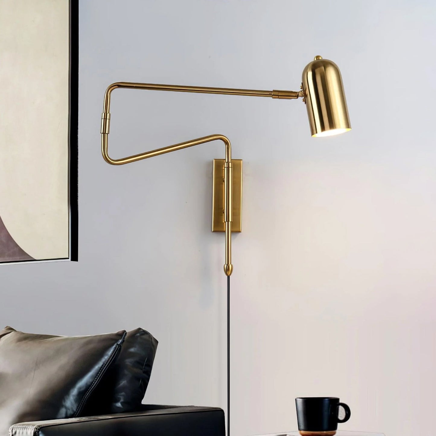 Adjustable Arm Plug In Wall Lamp with Rotatable Shade
