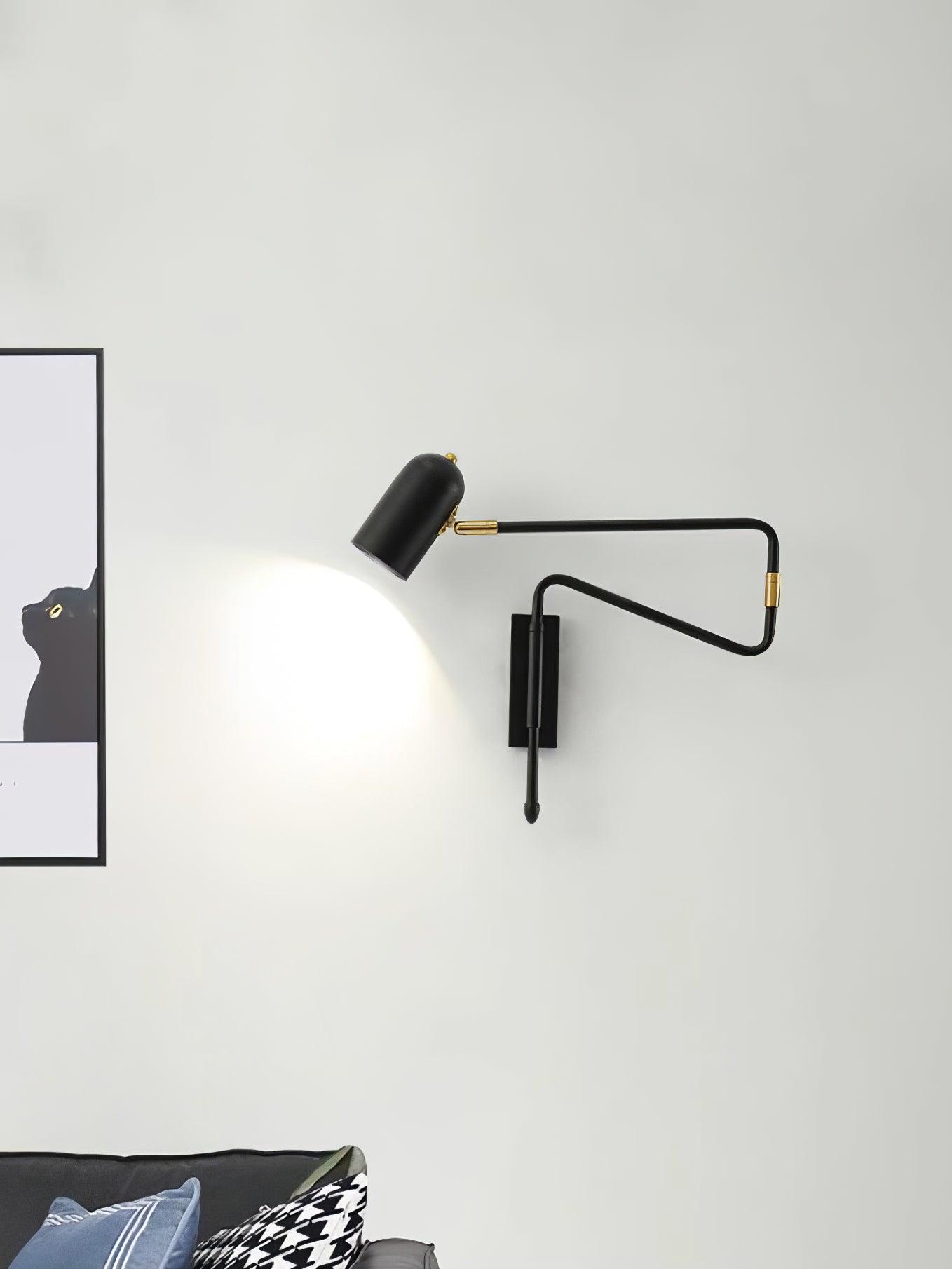 Adjustable Arm Plug In Wall Lamp with Rotatable Shade