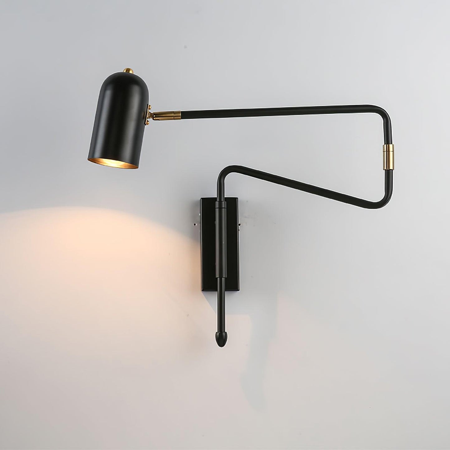 Adjustable Arm Plug In Wall Lamp with Rotatable Shade