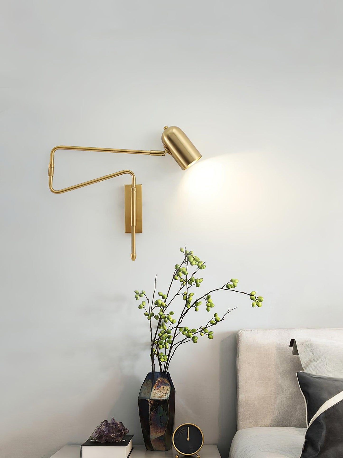 Adjustable Arm Plug In Wall Lamp with Rotatable Shade