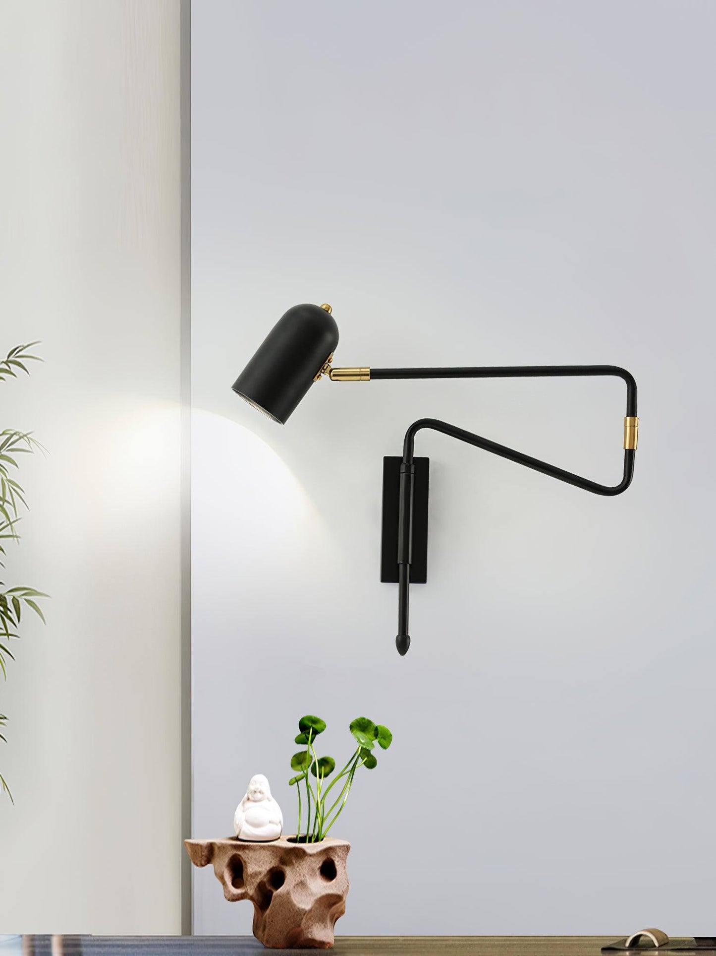 Adjustable Arm Plug In Wall Lamp with Rotatable Shade