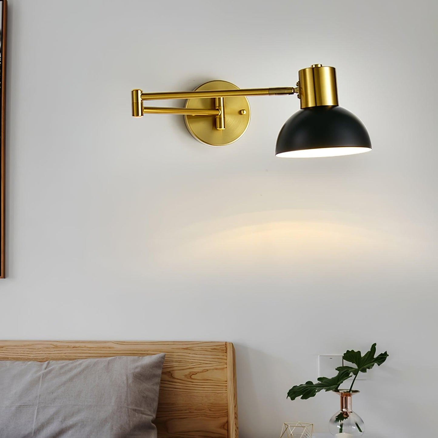 Adjustable Arm Plug In Wall Lamp with Rotatable Shade