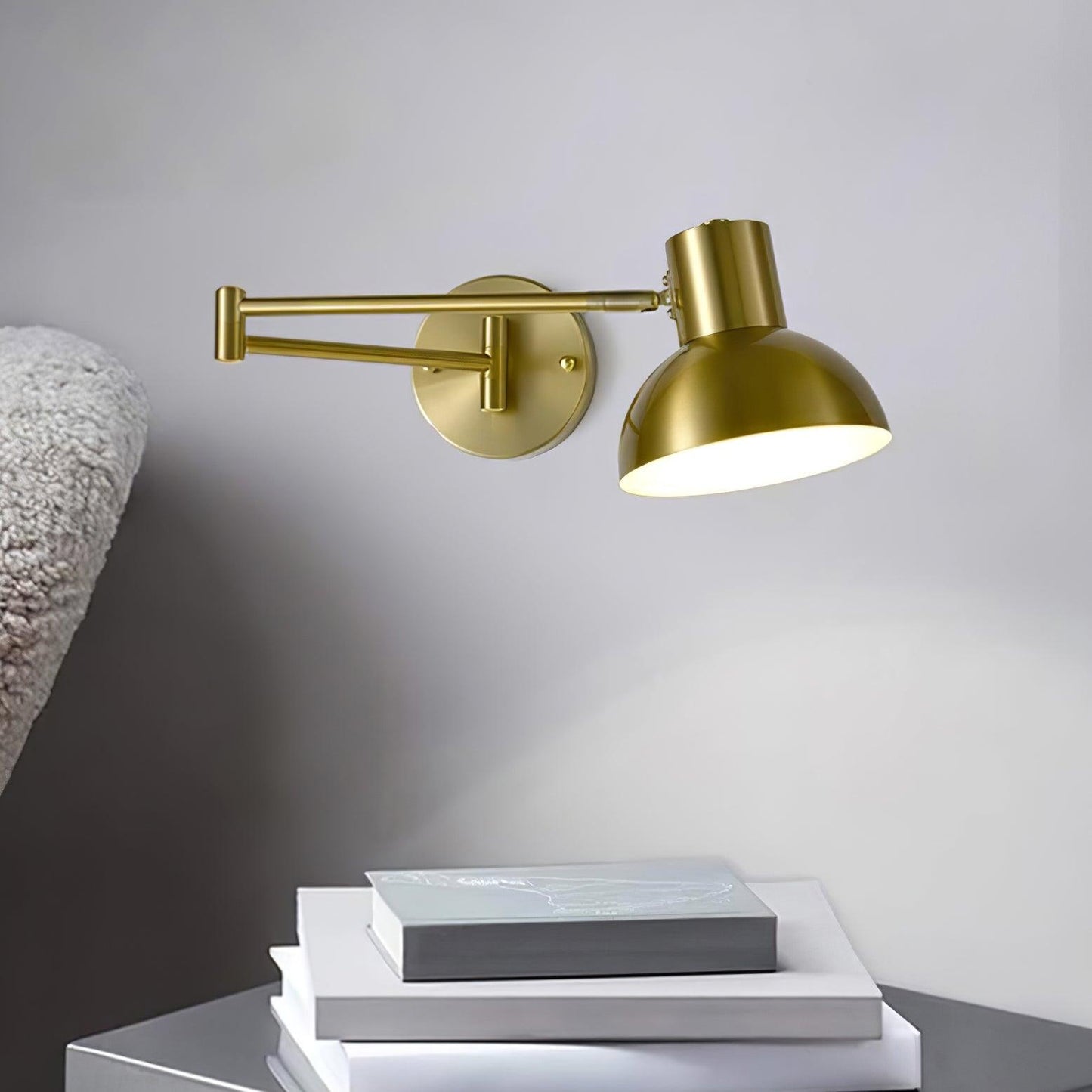 Adjustable Arm Plug In Wall Lamp with Rotatable Shade