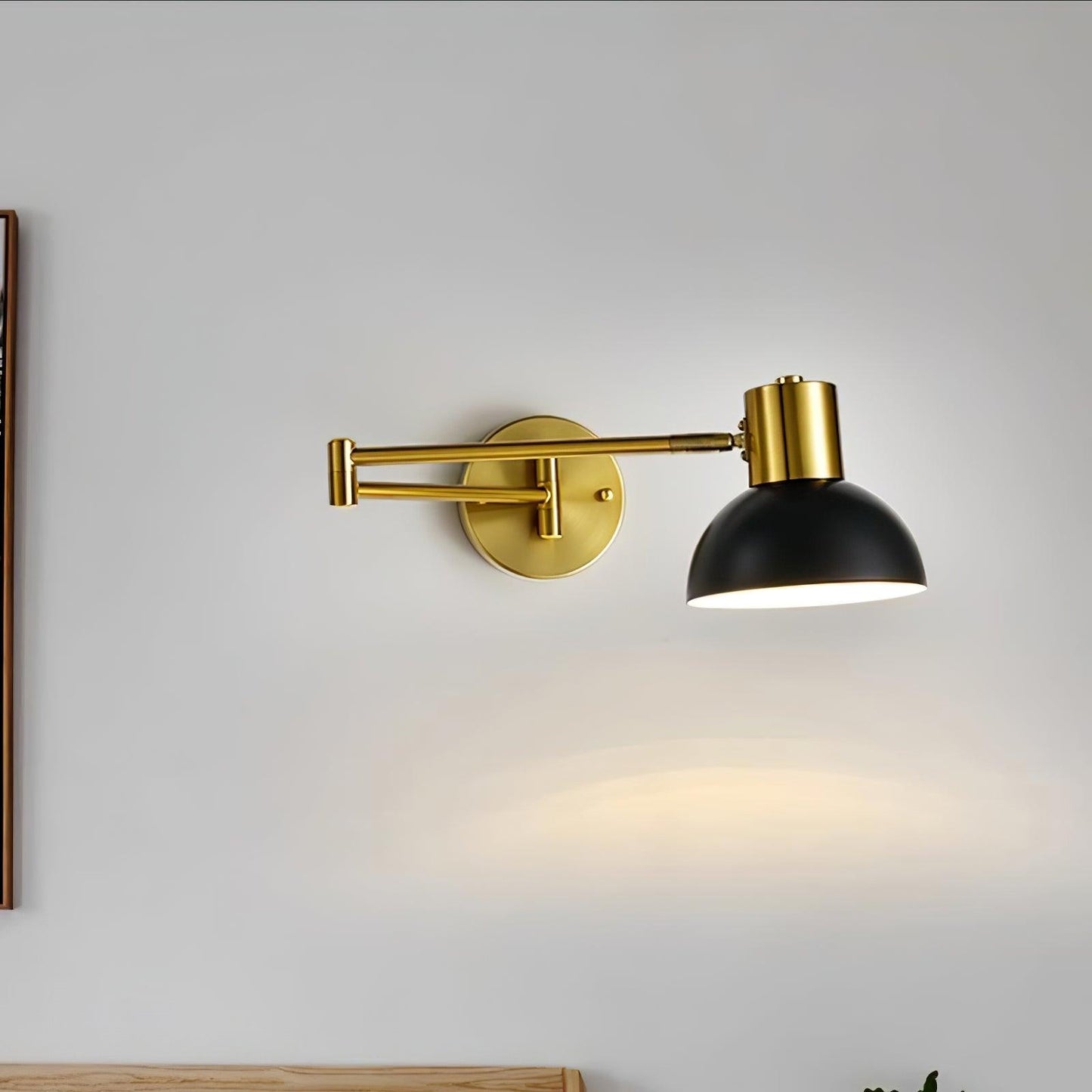 Adjustable Arm Plug In Wall Lamp with Rotatable Shade