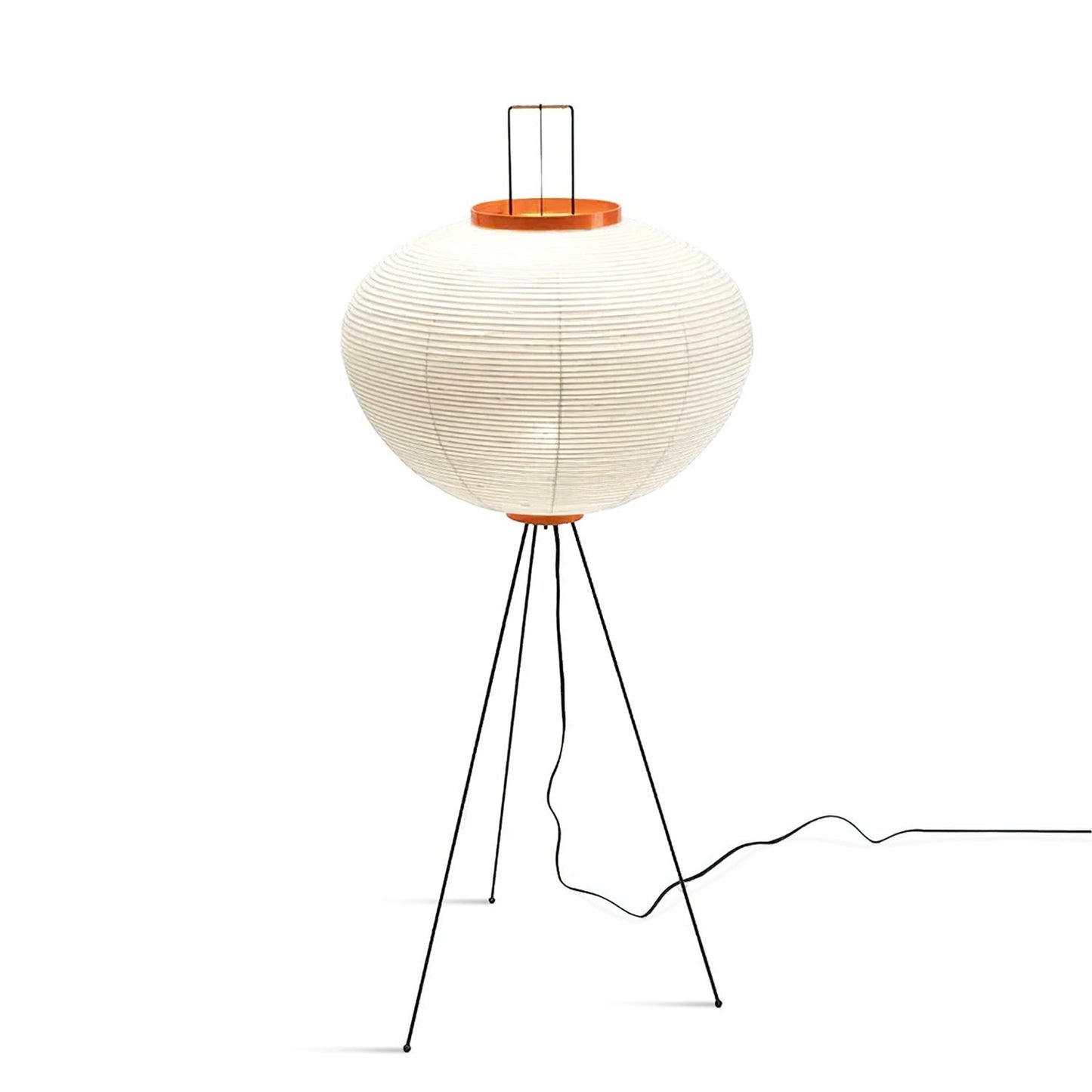 Rice Paper Floor Lamp - Indoor LED Lantern Design, Black