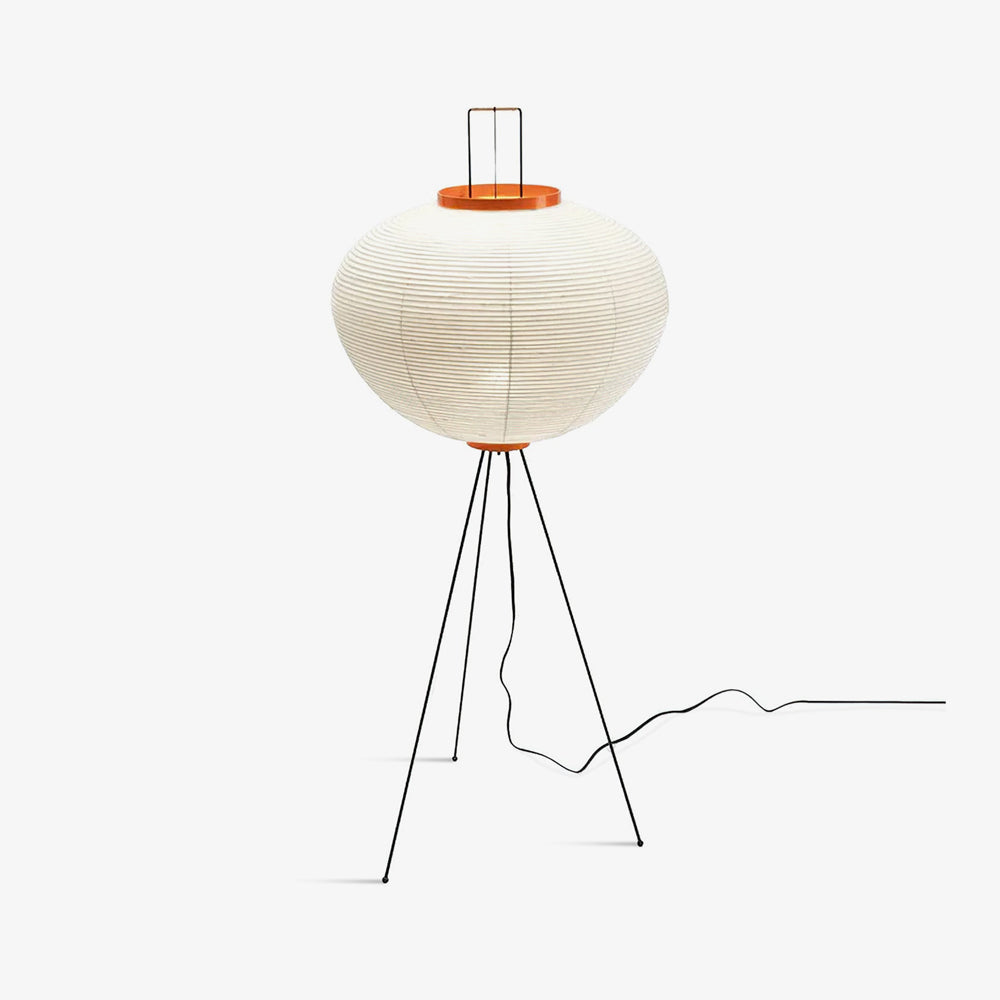 Rice Paper Floor Lamp - Indoor LED Lantern Design, Black
