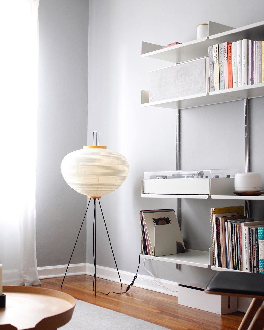 Rice Paper Floor Lamp - Indoor LED Lantern Design, Black