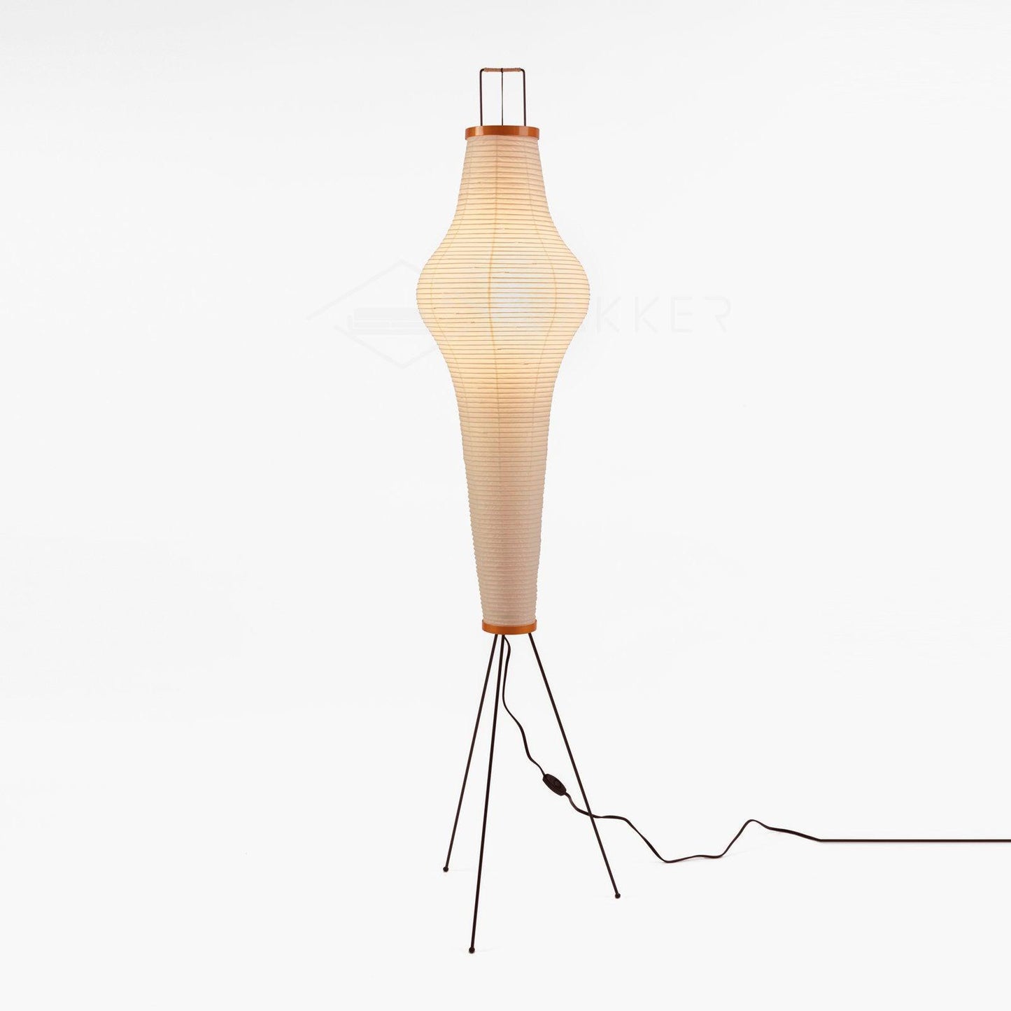 Rice Paper Floor Lamp - Indoor LED Lantern Design, Black