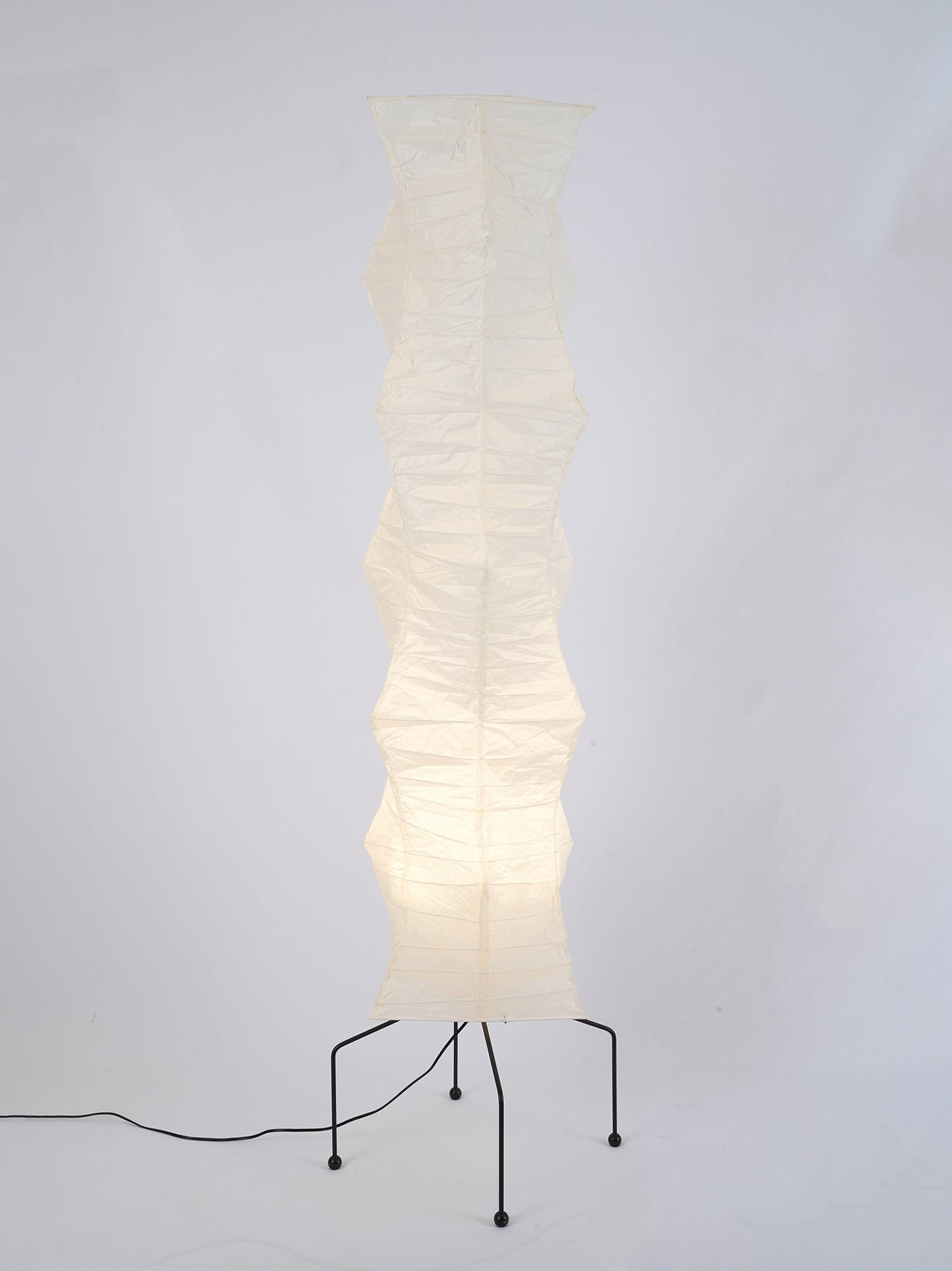 Rice Paper Floor Lamp - Indoor LED Lantern Design, Black