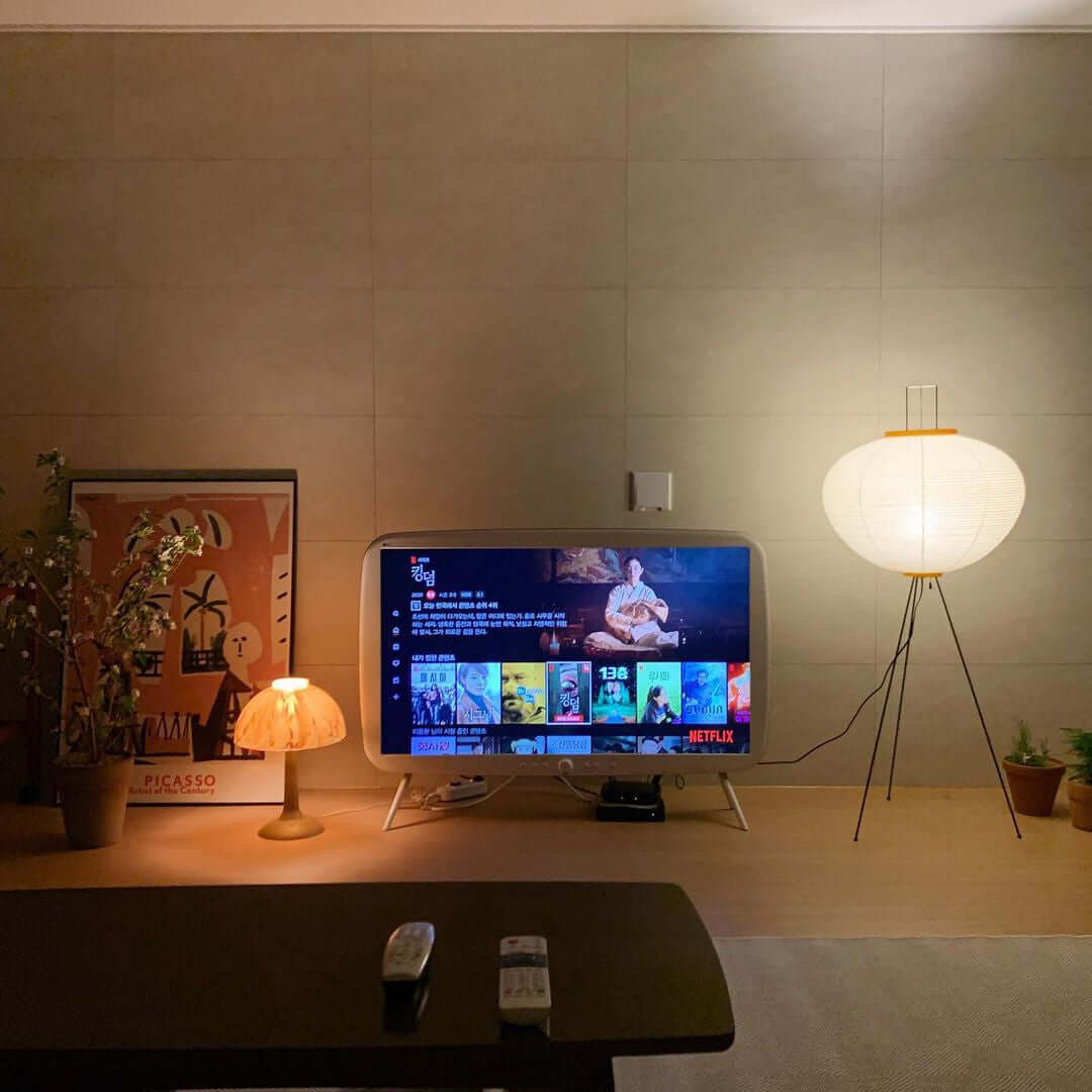 Rice Paper Floor Lamp - Indoor LED Lantern Design, Black