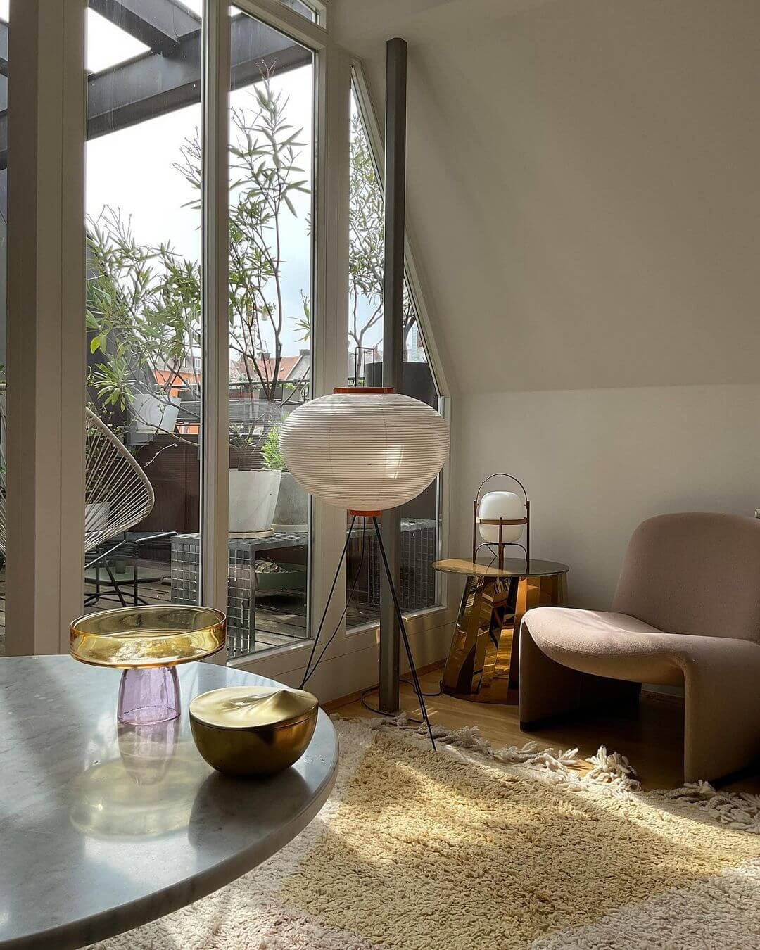 Rice Paper Floor Lamp - Indoor LED Lantern Design, Black