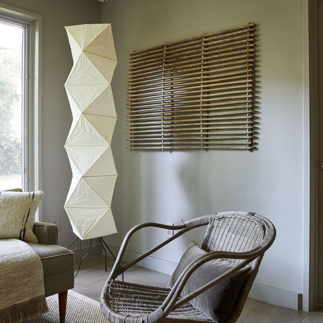 Rice Paper Floor Lamp - Indoor LED Lantern Design, Black
