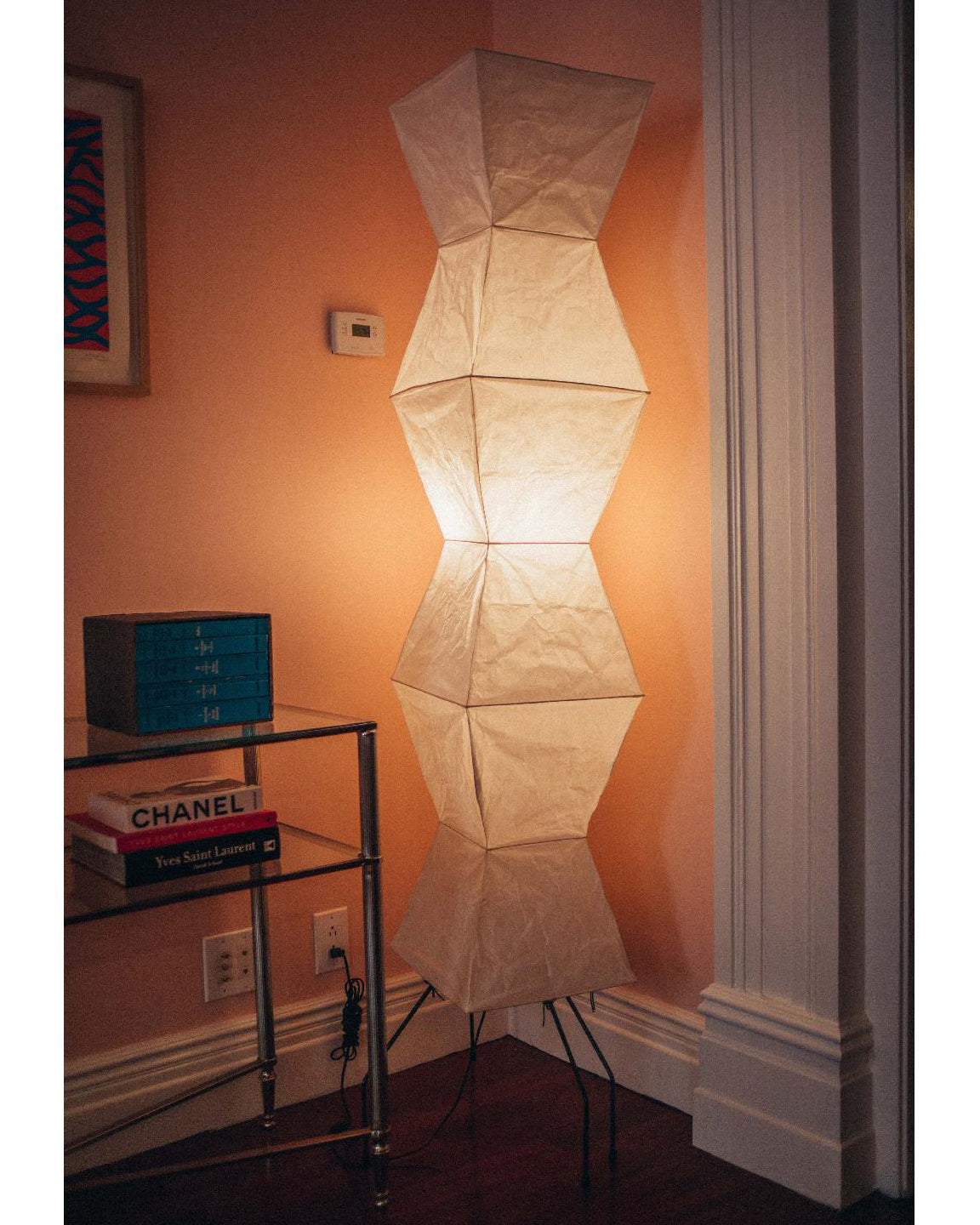Rice Paper Floor Lamp - Indoor LED Lantern Design, Black