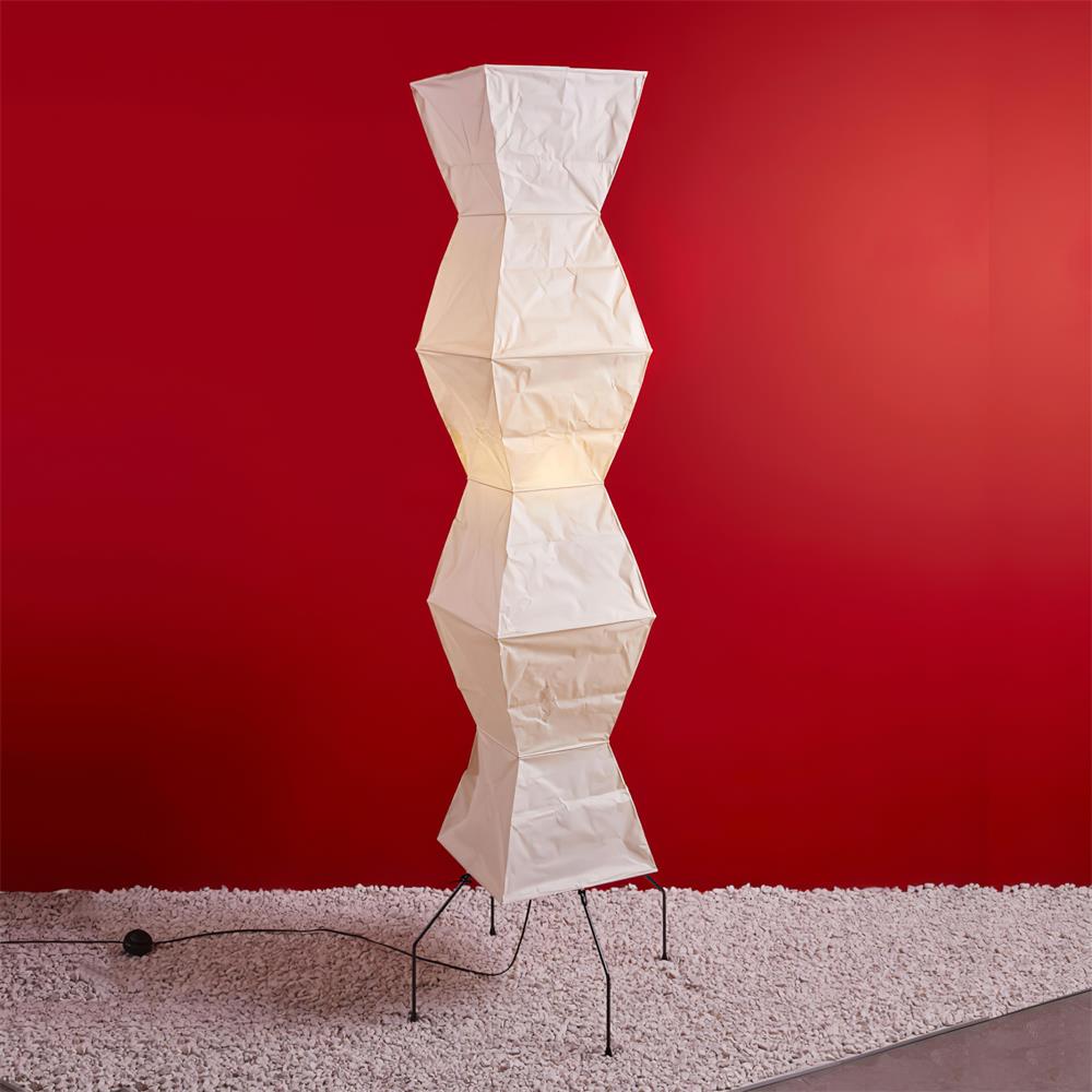 Rice Paper Floor Lamp - Indoor LED Lantern Design, Black