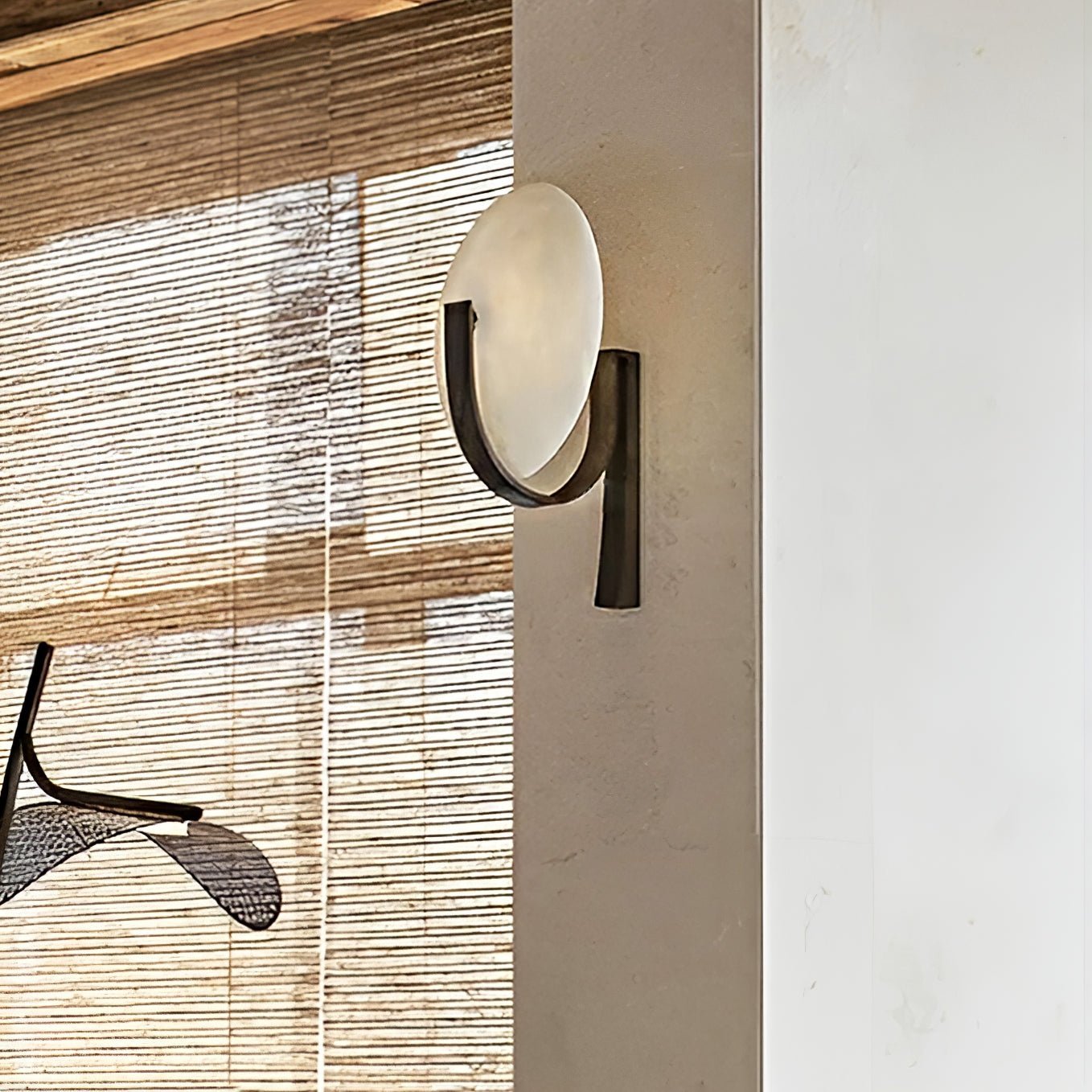 Alice Alabaster Plug-in Wall Lamp with LED and Antique Brass