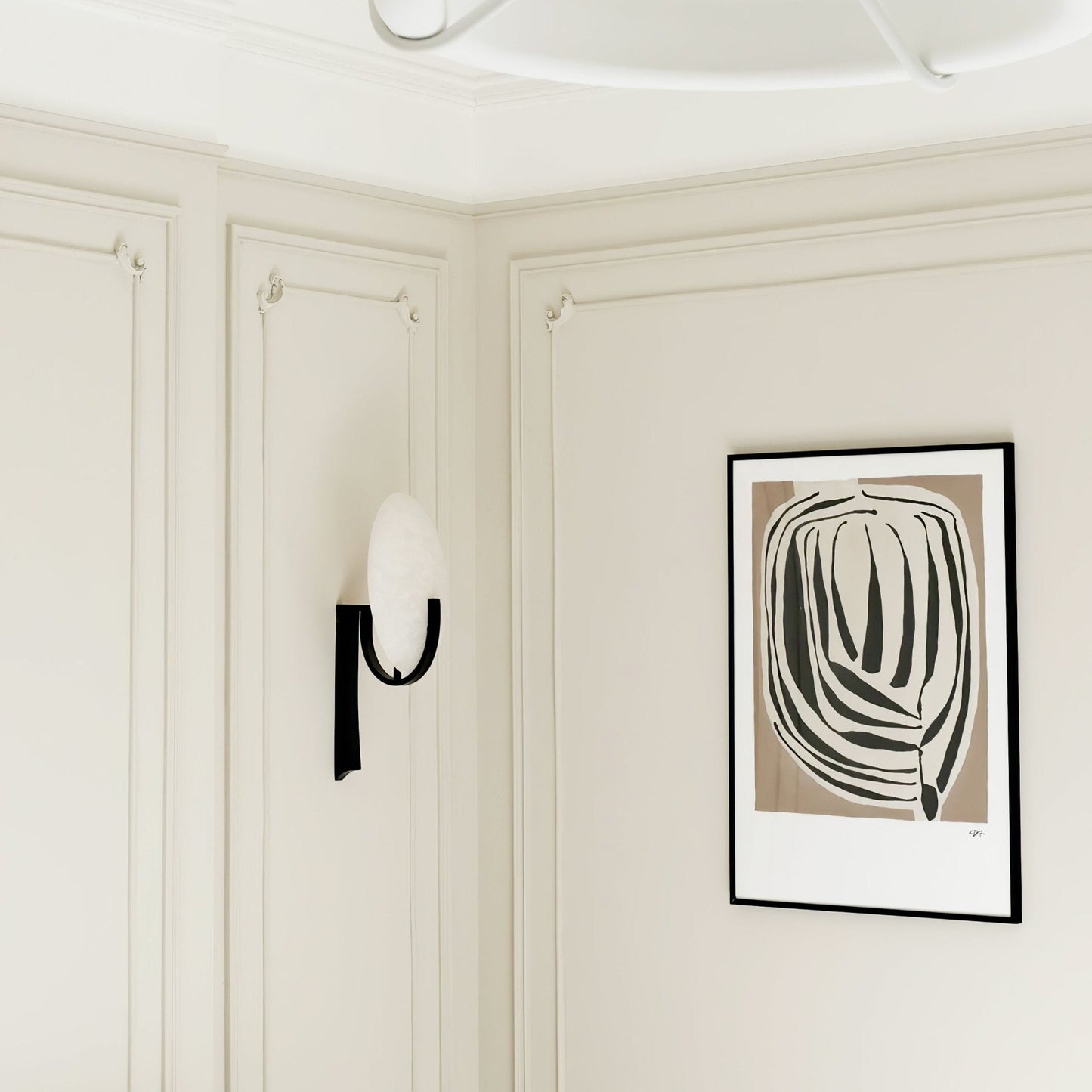 Alice Alabaster Plug-in Wall Lamp with LED and Antique Brass