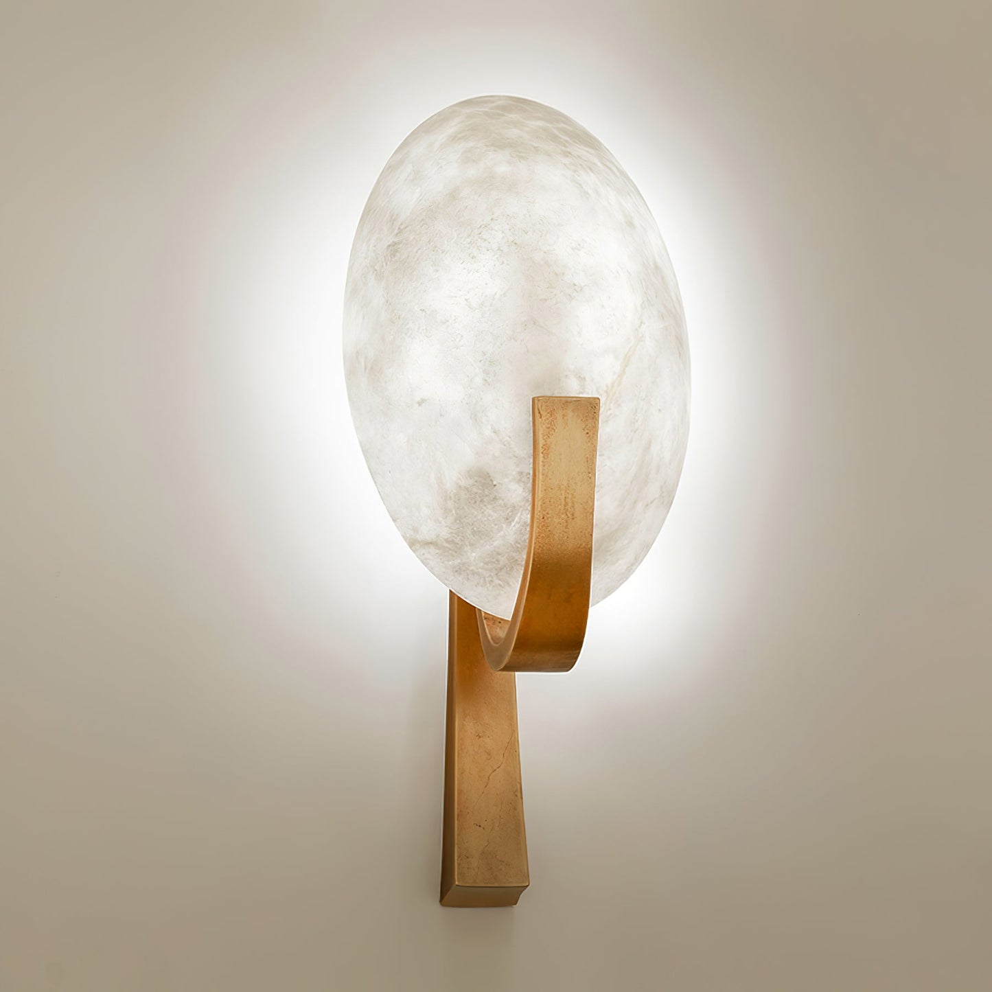 Alice Alabaster Plug-in Wall Lamp with LED and Antique Brass