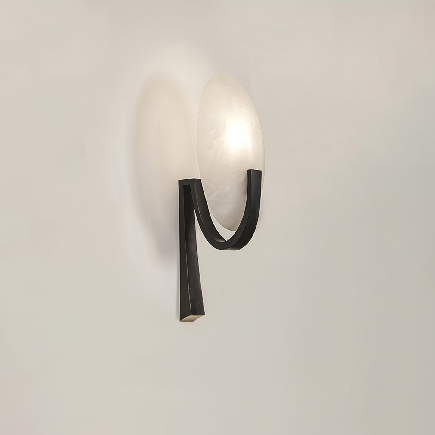Alice Alabaster Plug-in Wall Lamp with LED and Antique Brass