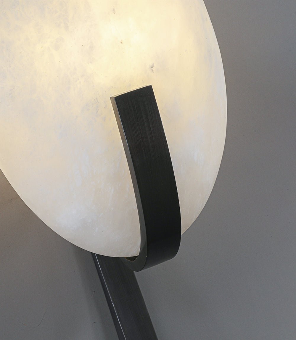 Alice Alabaster Plug-in Wall Lamp with LED and Antique Brass