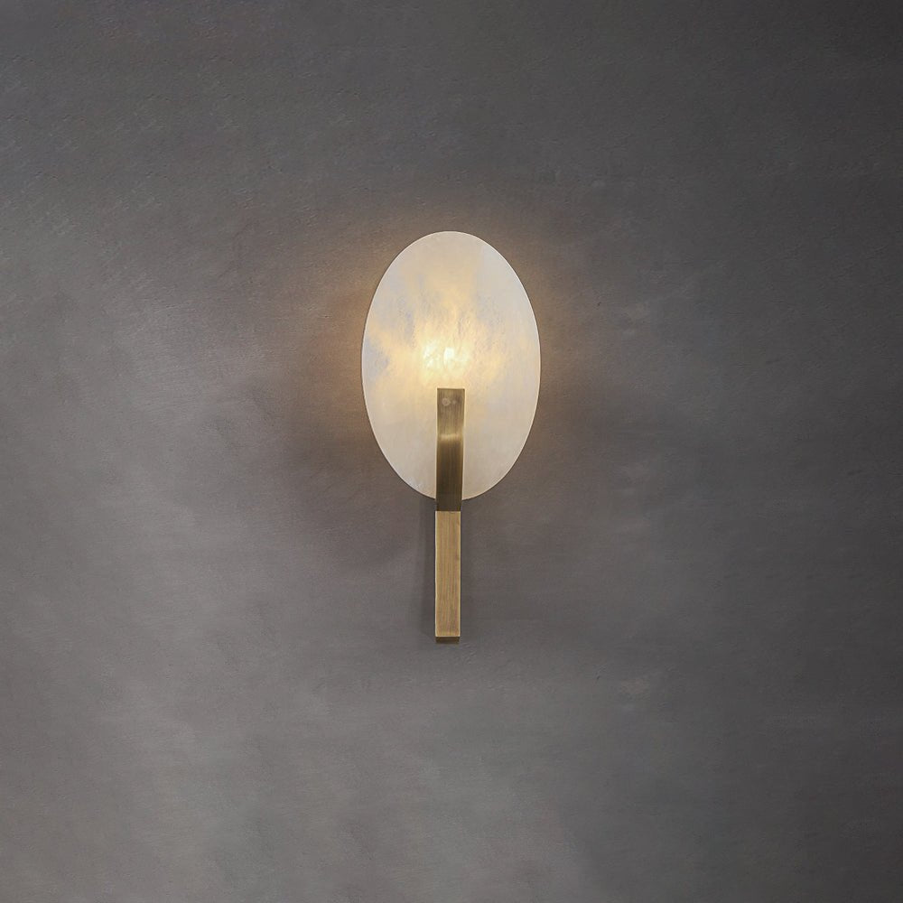 Alice Alabaster Plug-in Wall Lamp with LED and Antique Brass