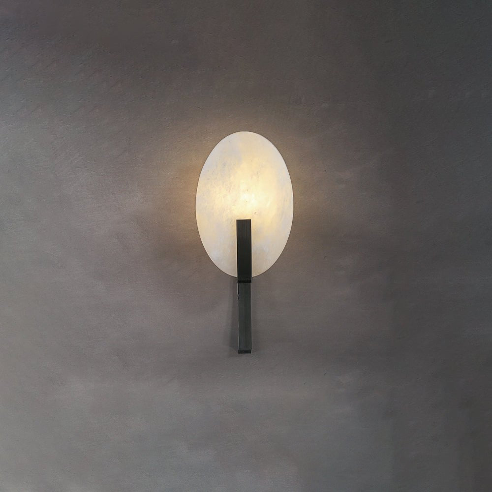 Alice Alabaster Plug-in Wall Lamp with LED and Antique Brass