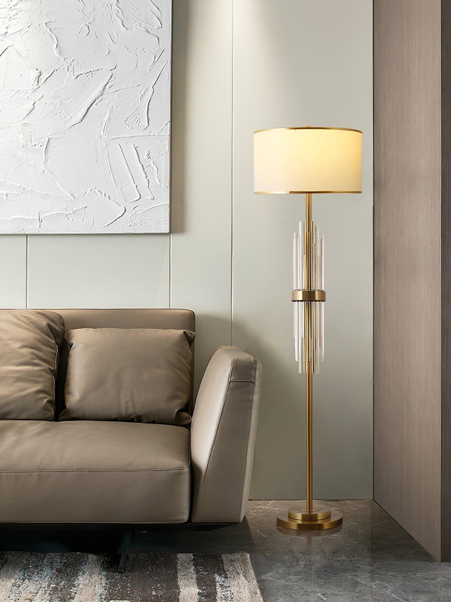 Alston Floor Lamp with Gold Metal and Fabric Shade