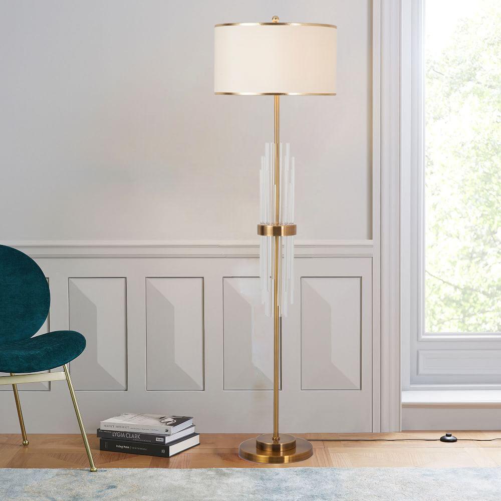 Alston Floor Lamp with Gold Metal and Fabric Shade