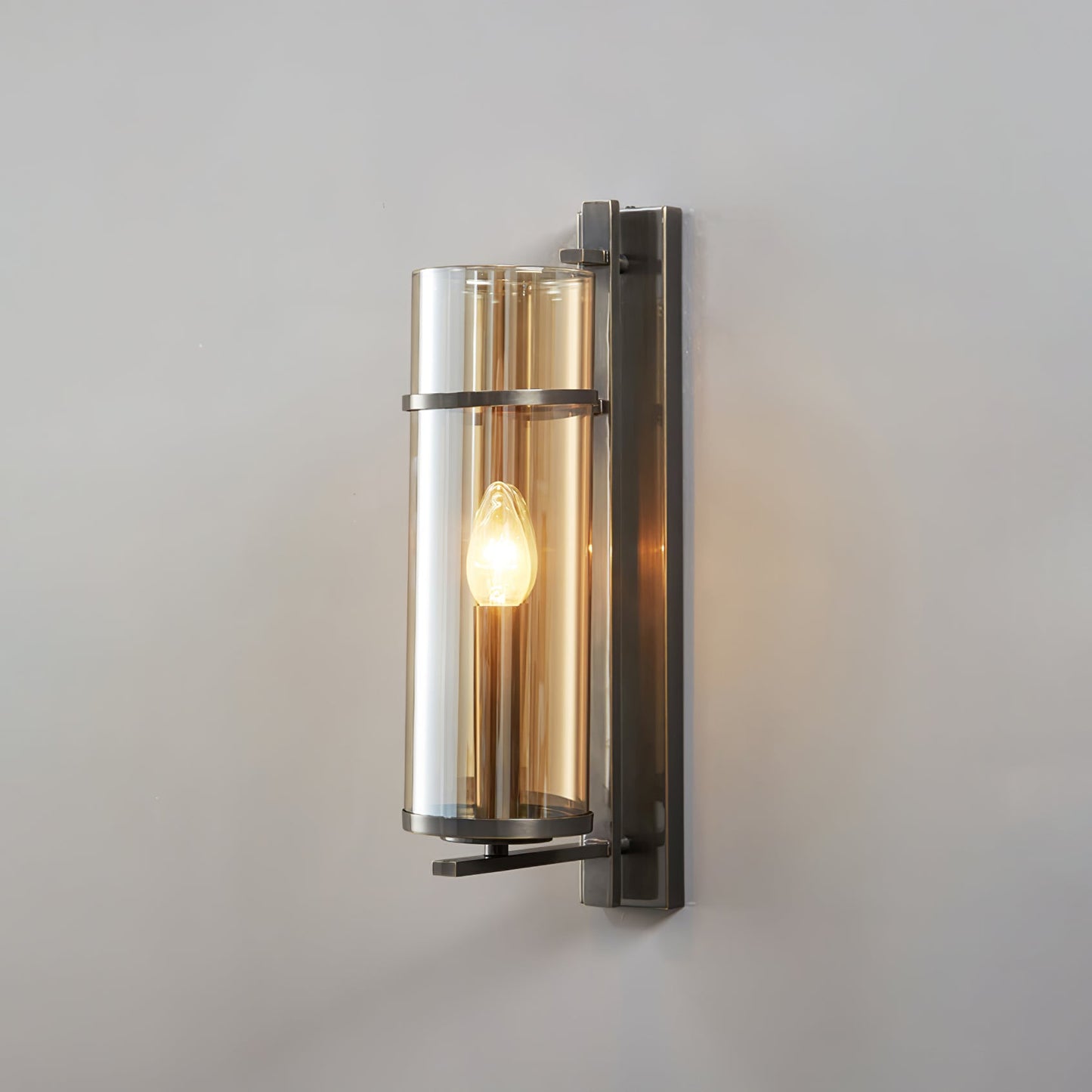 Amalfi Wall Lamp Black Metal LED Light with Fabric Shade