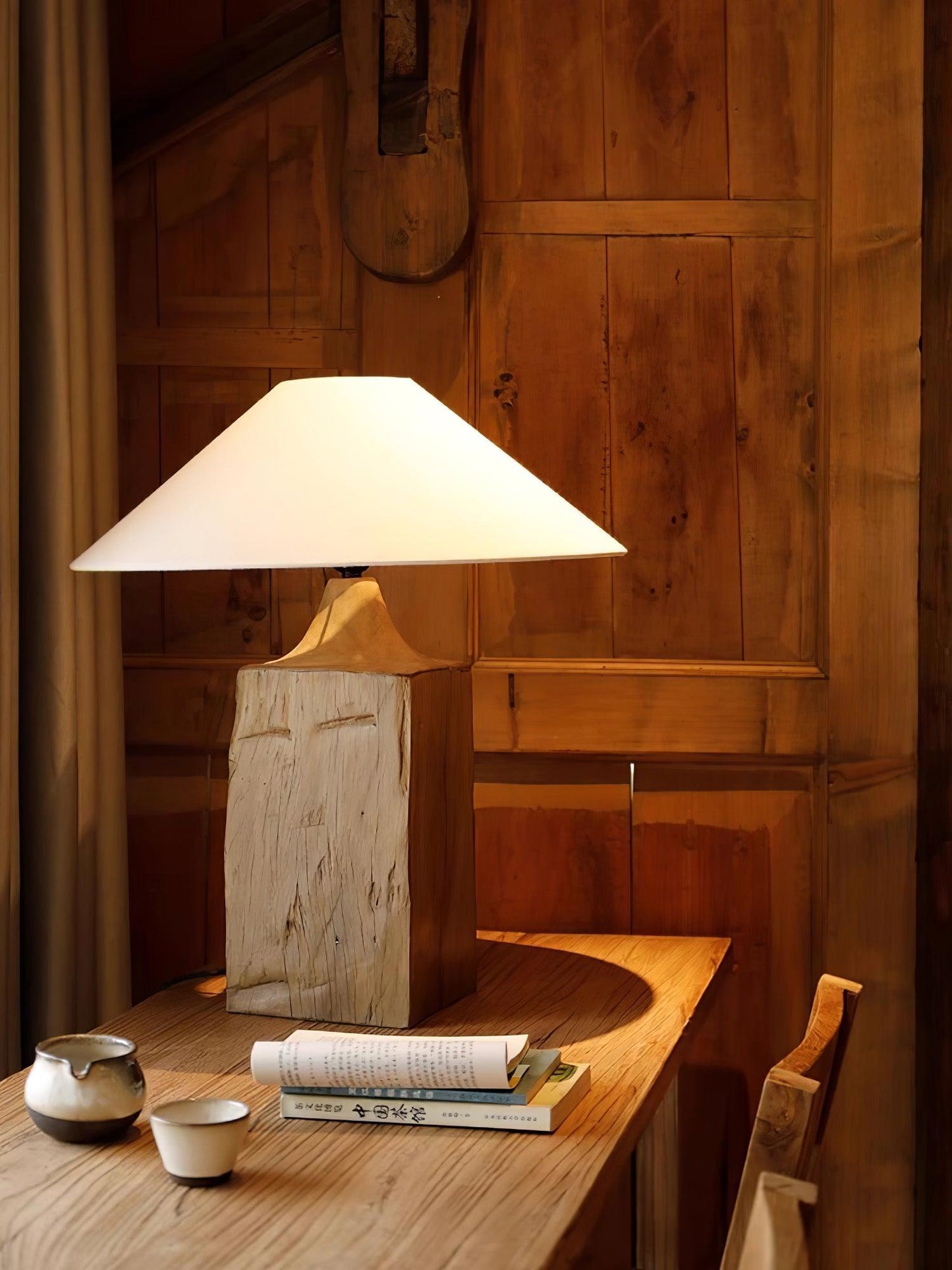 Arboreal Whisper Floor Lamp - LED, Wooden Base, Indoor Lighting