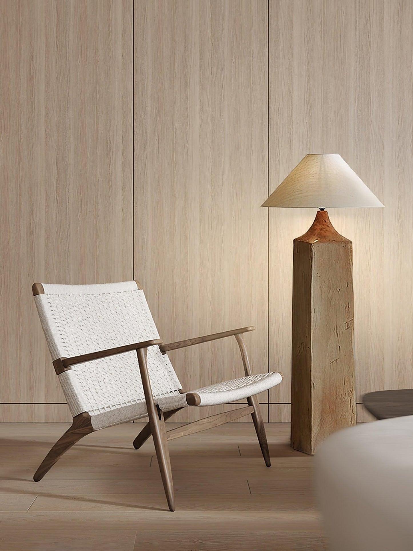 Arboreal Whisper Floor Lamp - LED, Wooden Base, Indoor Lighting