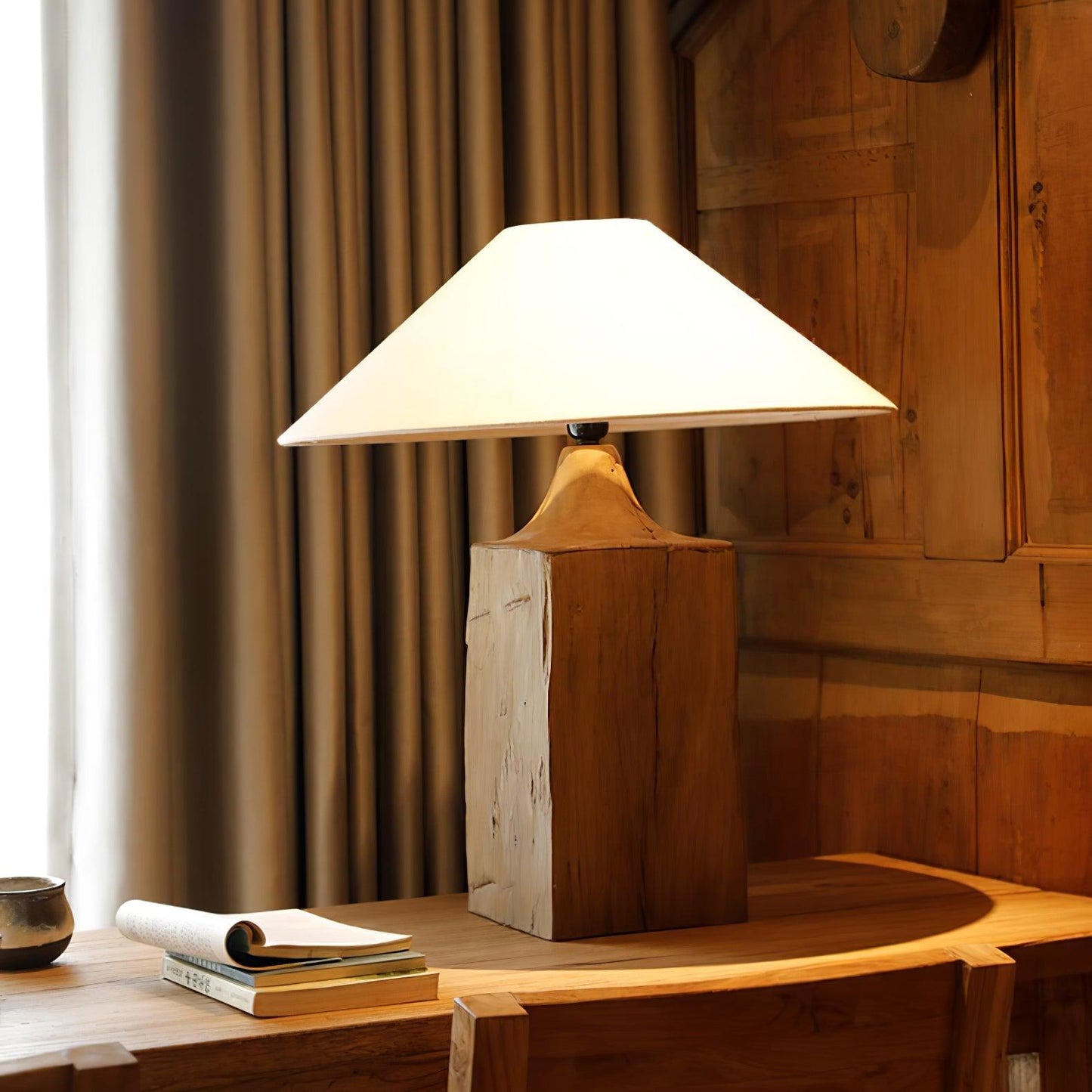 Arboreal Whisper Floor Lamp - LED, Wooden Base, Indoor Lighting