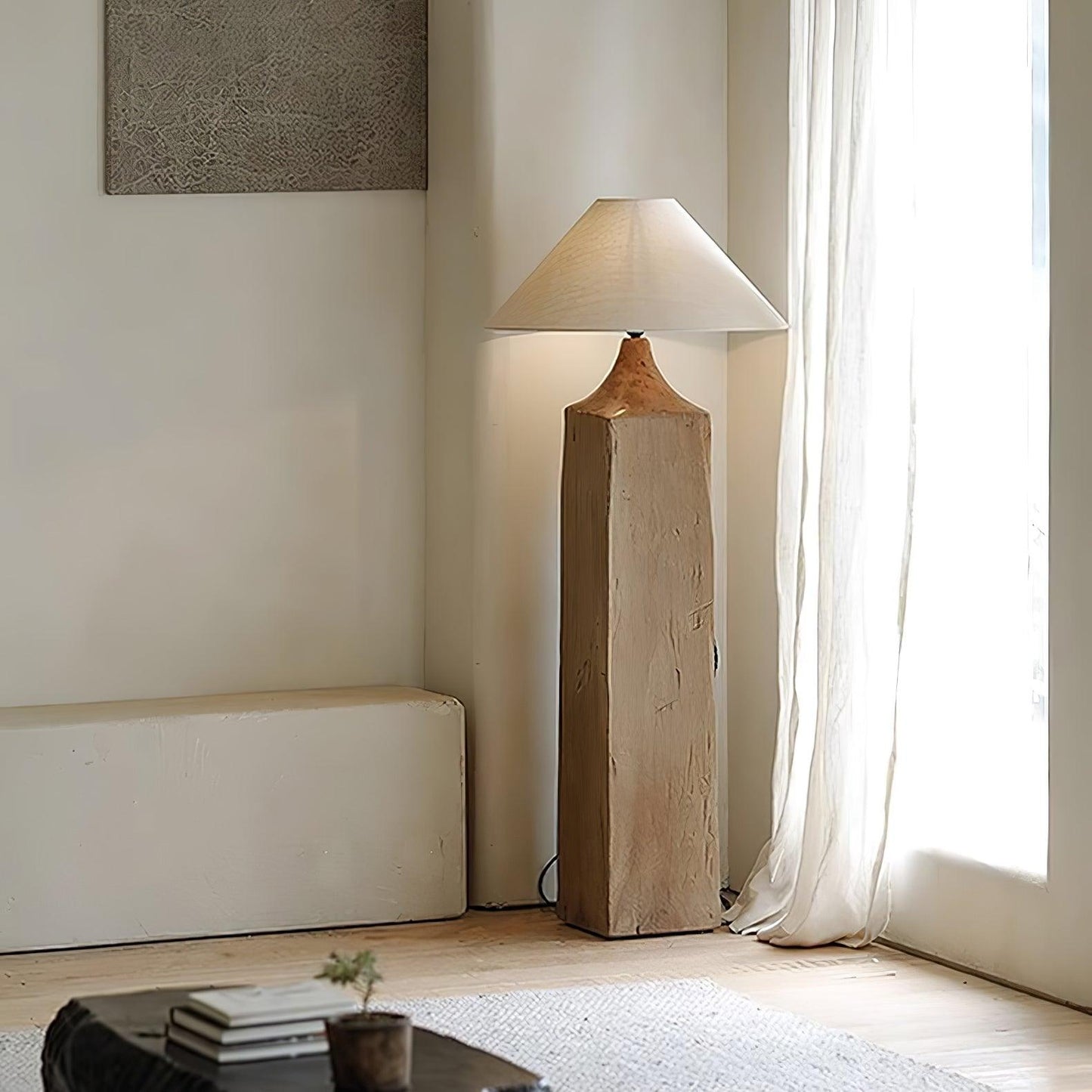 Arboreal Whisper Floor Lamp - LED, Wooden Base, Indoor Lighting