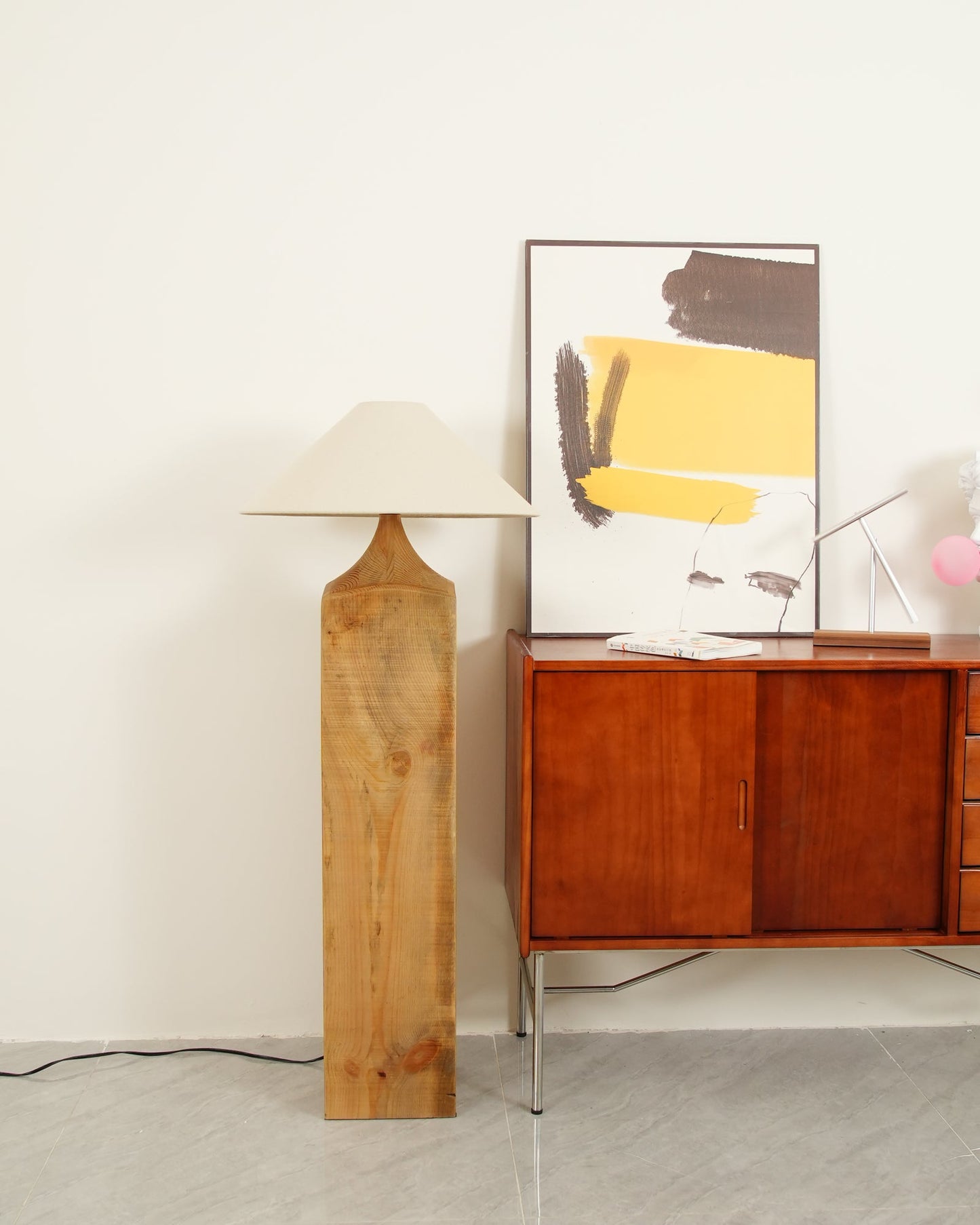 Arboreal Whisper Floor Lamp - LED, Wooden Base, Indoor Lighting