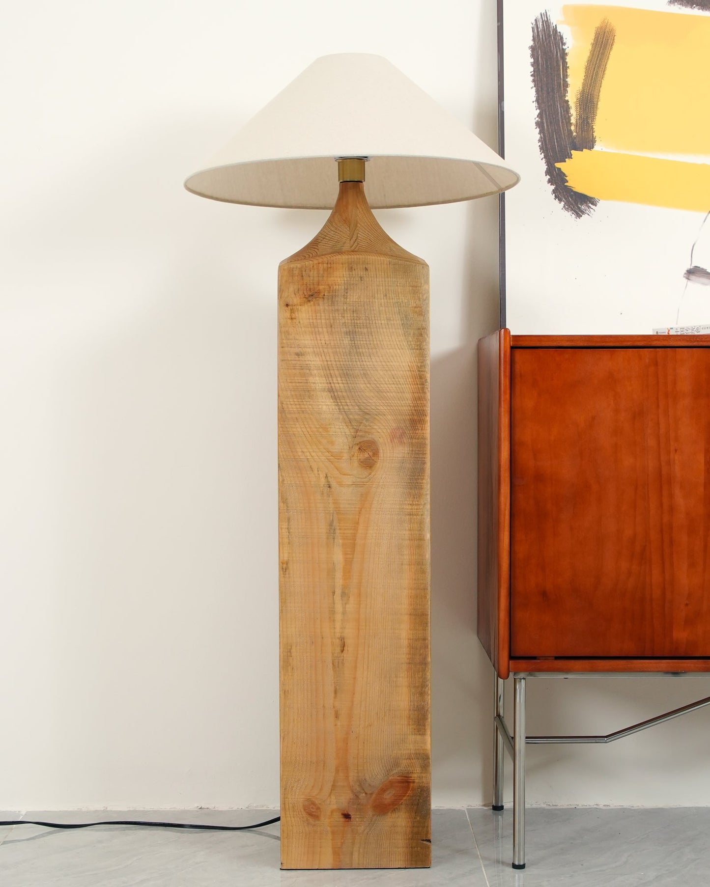 Arboreal Whisper Floor Lamp - LED, Wooden Base, Indoor Lighting