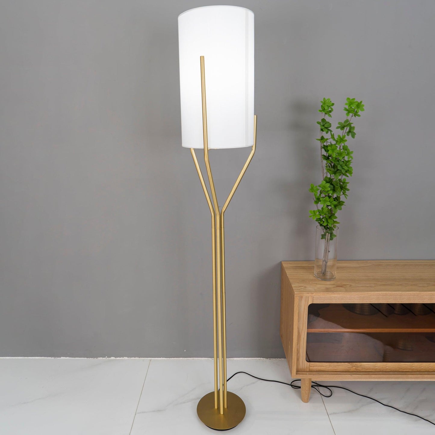 Arborescence Floor Lamp with LED, Adjustable Height, Brass Finishes