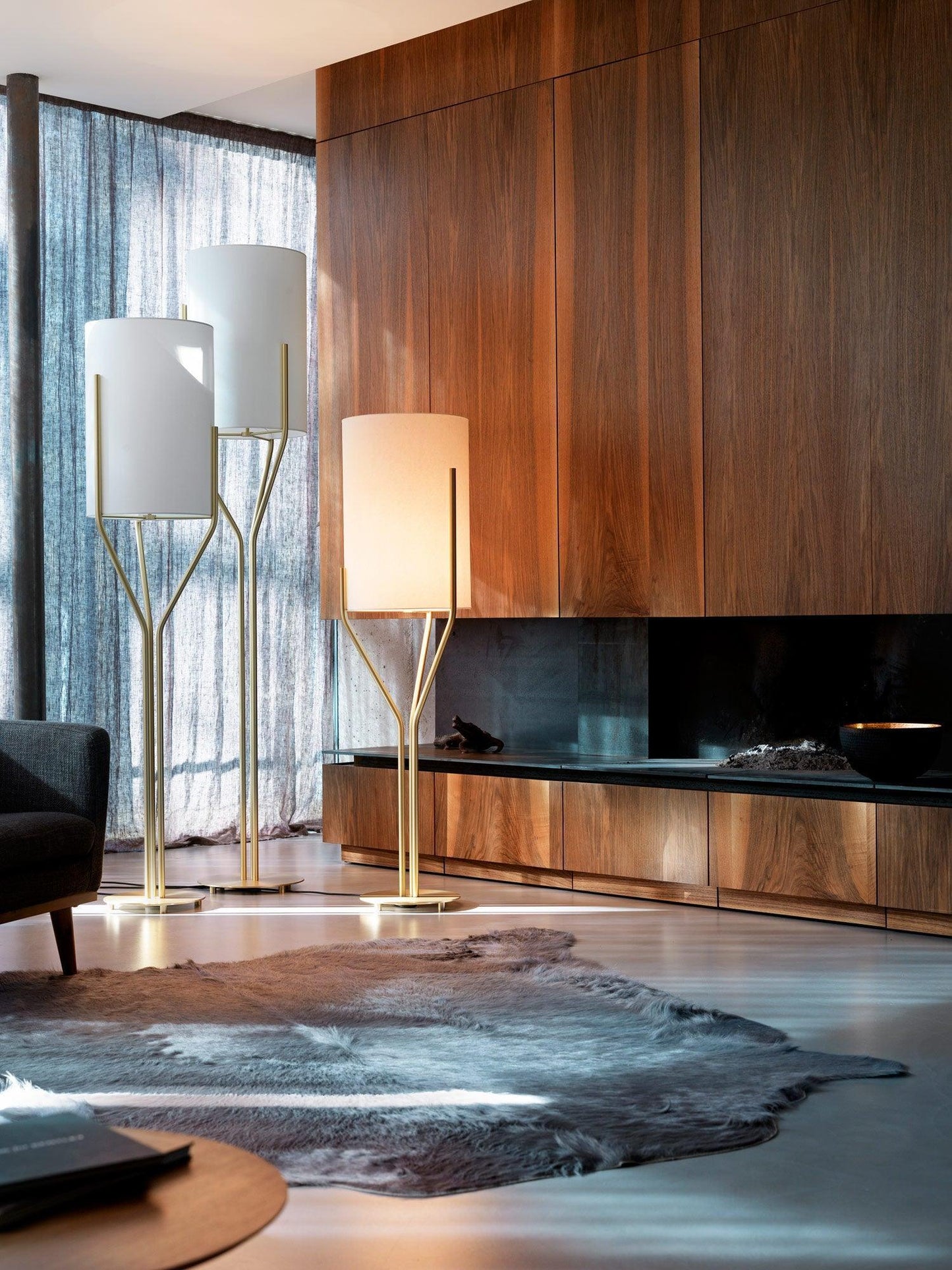 Arborescence Floor Lamp with LED, Adjustable Height, Brass Finishes