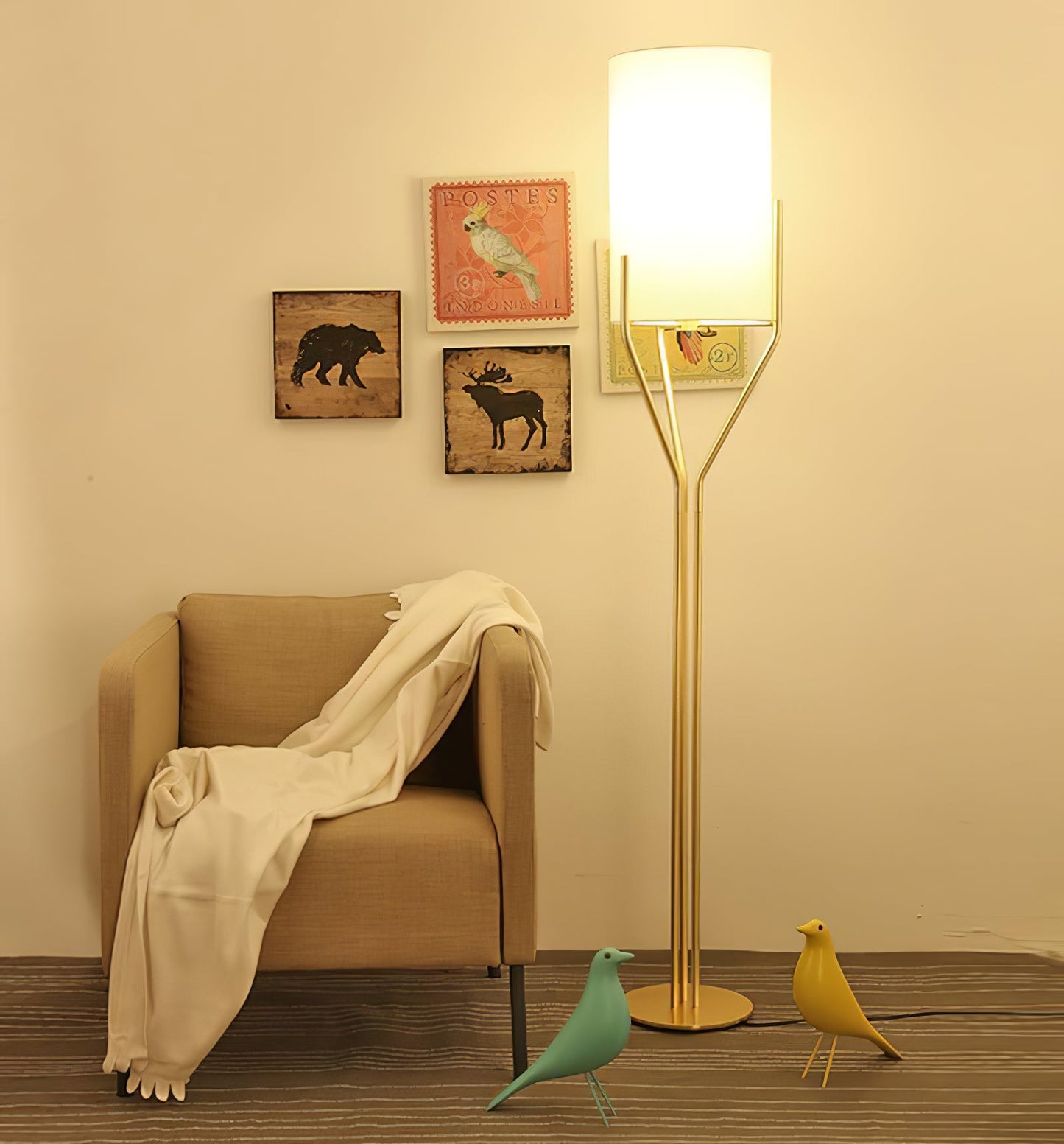 Arborescence Floor Lamp with LED, Adjustable Height, Brass Finishes