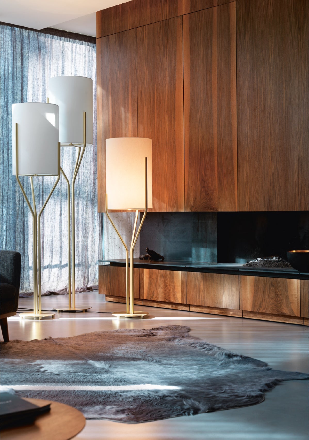 Arborescence Floor Lamp with LED, Adjustable Height, Brass Finishes